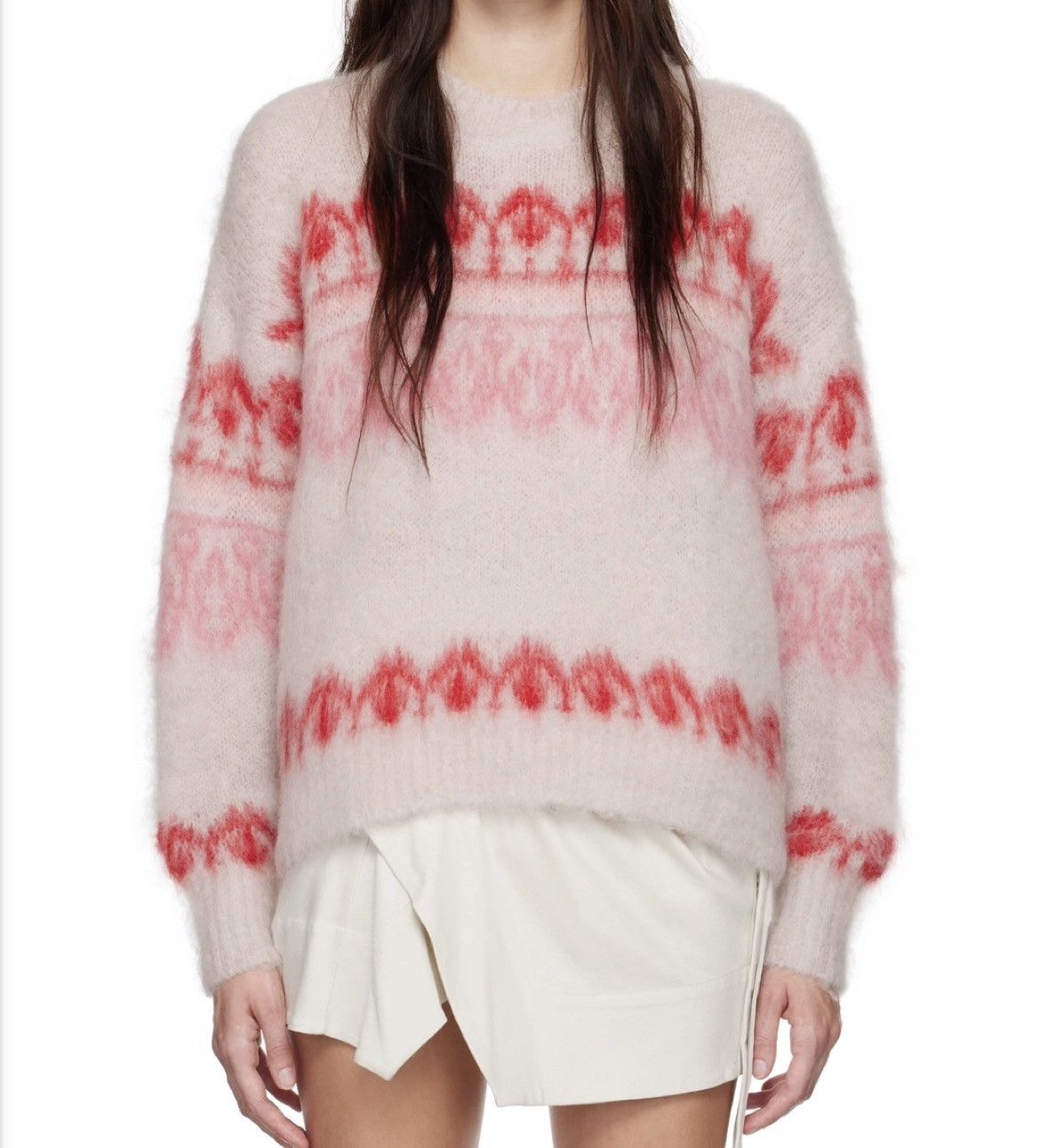 Isabel Marant Etoile Dully Wool & Mohair Sweater in Ecru Raspberry Size L / US 10 / IT 46 - 1 Thumbnail