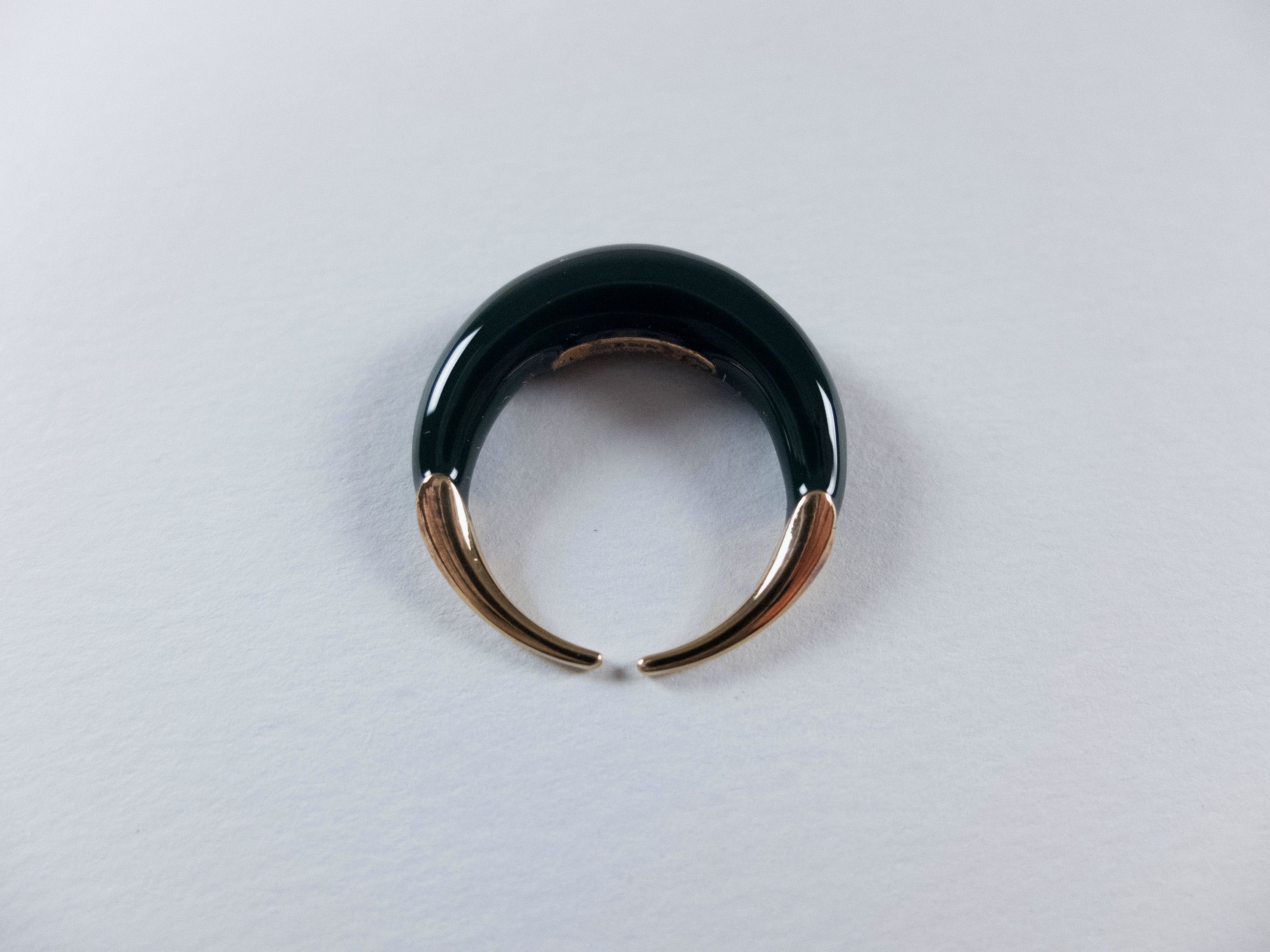 Bottega Veneta BOTTEGA VENETA Spine dark green sculptural silver ring 8 17 Size ONE SIZE - 3 Thumbnail