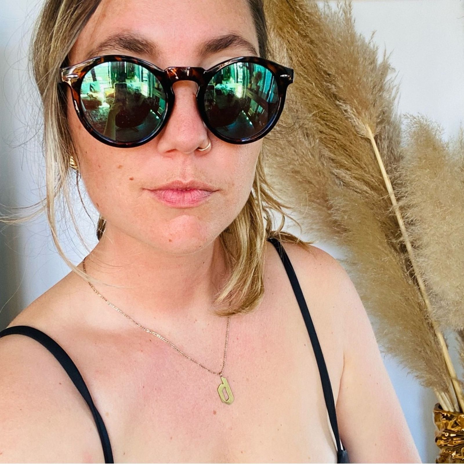 Nordstrom Round Black Brown Tan Tortoiseshell Plastic Blue Sunglasses Size ONE SIZE - 11 Thumbnail