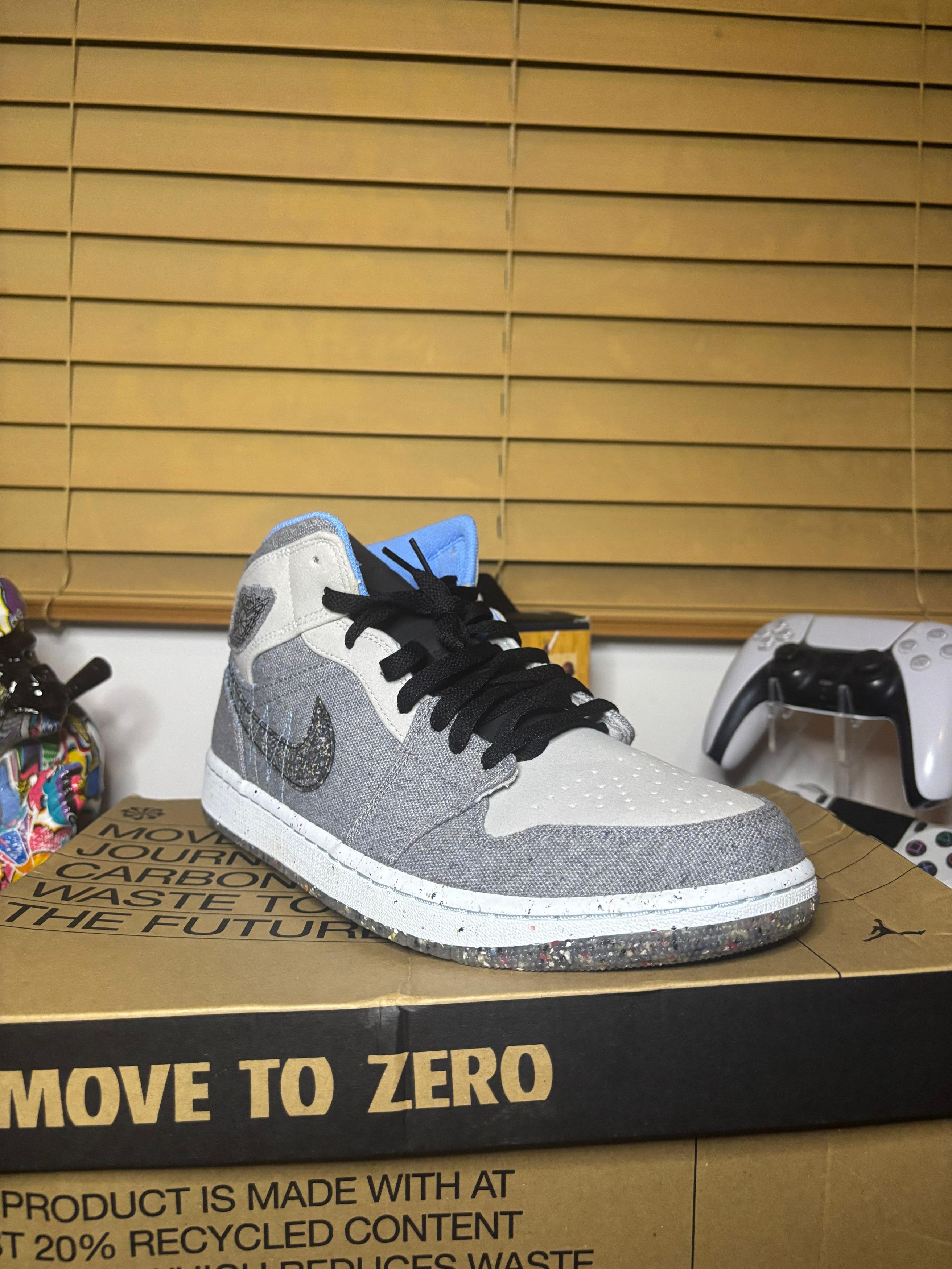 Jordan Brand Nike Air Jordan 1 Mid Crater Grey University Blue Size US 11 / EU 44 - 6 Thumbnail