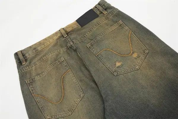 Japanese Brand Komura x Mako Washed men's punk trend distressed loose jeans Size US 32 / EU 48 - 6 Thumbnail