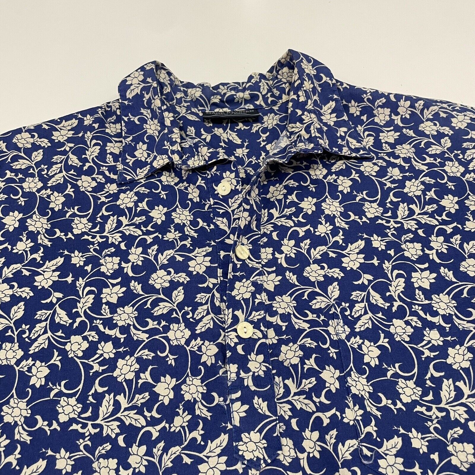 Duke Kahanamoku VTG Mark Raysten Blue Hawaiian Shirt Floral Vine Pullover Size US L / EU 52-54 / 3 - 4 Thumbnail