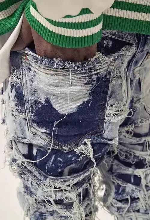 Ring Of Fire Vintage washed raw edge fringed heavyweight jeans Size US 32 / EU 48 - 2 Thumbnail