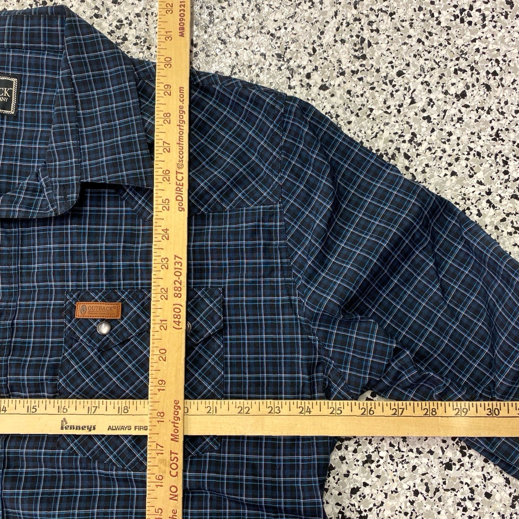 Joe Browns Outback Trading Co Shirt Mens 2XL Blue Plaid Pearl Snap Logan Performance Button-Up Long Sleeve Casual Travel Cowboys Western Mens Size US XXL / EU 58 / 5 - 3 Thumbnail