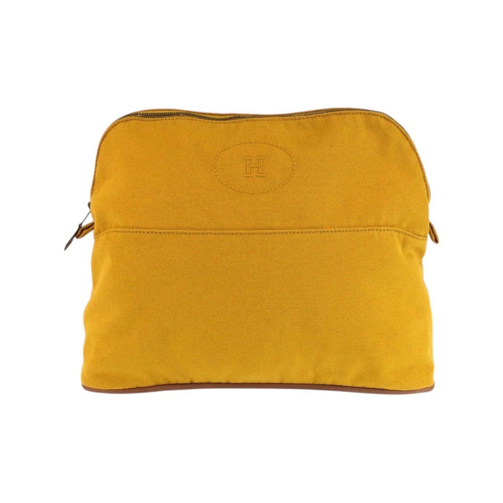 Hermes HERMES Bolide Yellow Mustard Gold Hardware Canvas Handbag Pouch Cosmetic Women's Size ONE SIZE - 1 Thumbnail