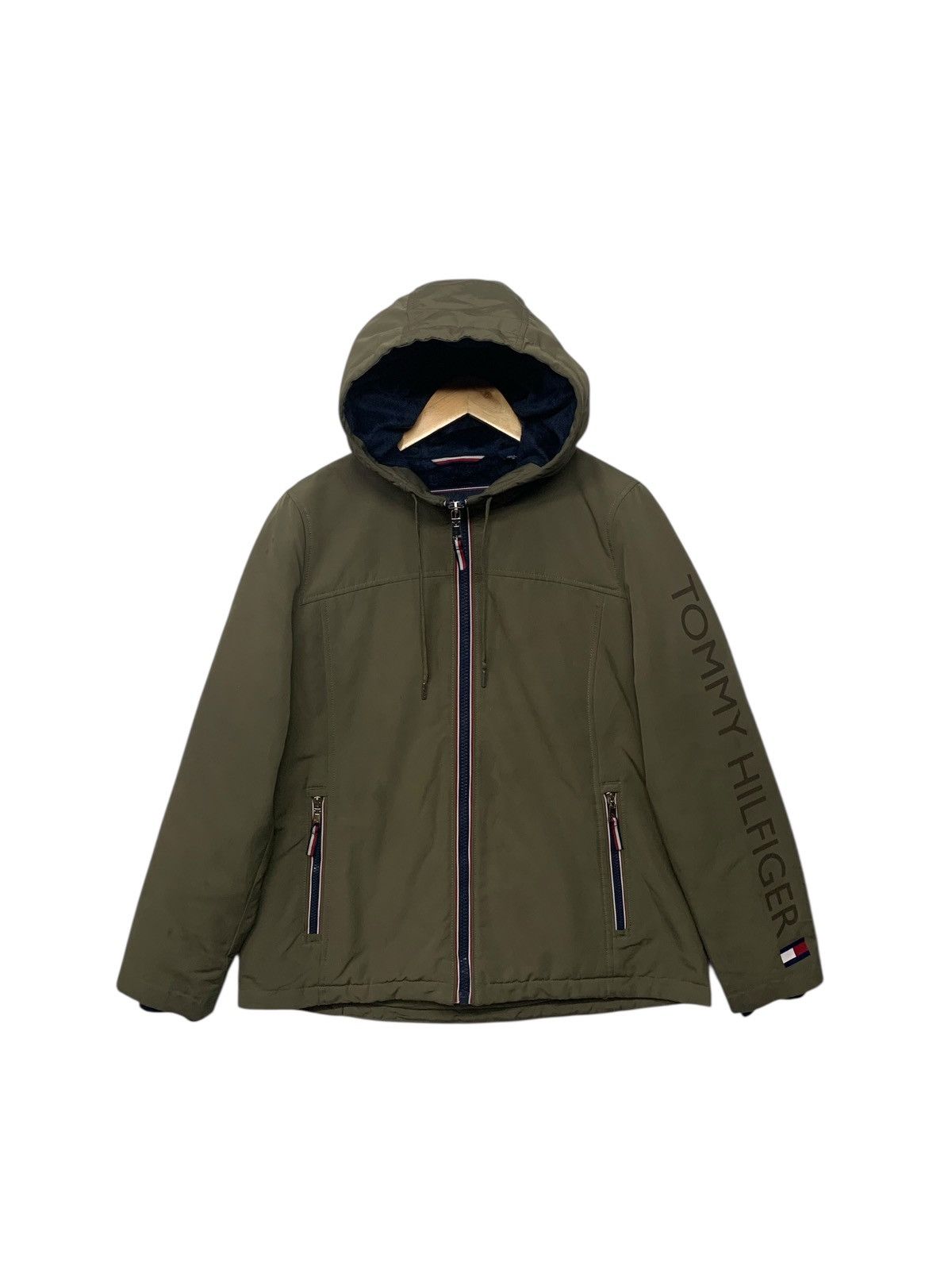 Tommy Hilfiger Rare Tommy Hilfiger Big Logo Hoodie Zipper Down Jacket Size US M / EU 48-50 / 2 - 1 Thumbnail