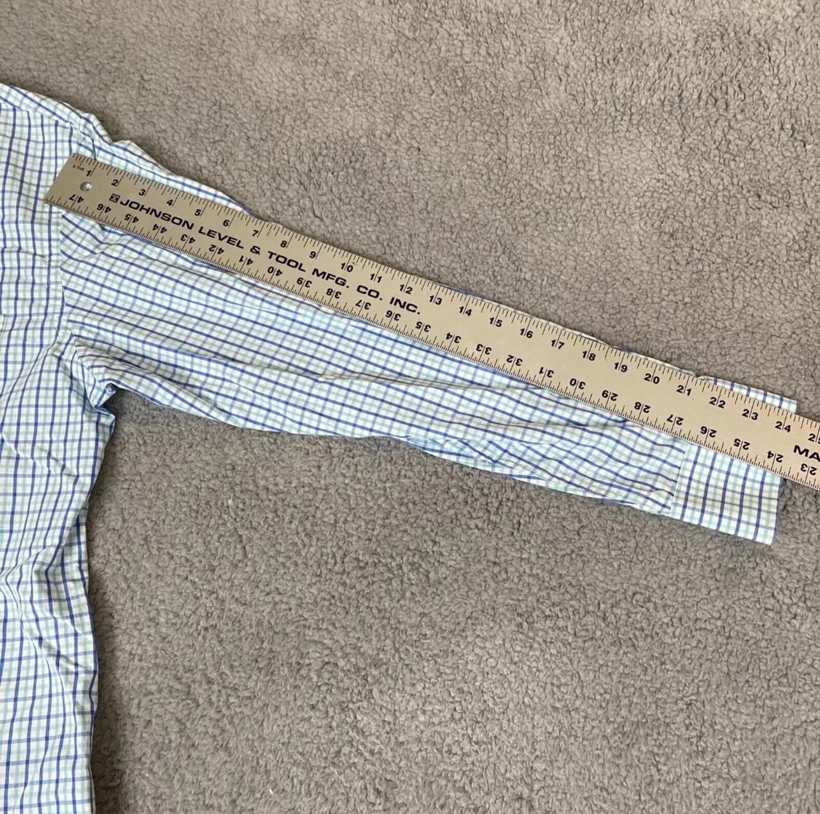 Izod Men's L Large Blue/Aqua Long Sleeve Cotton Casual Button Up Size 42R - 6 Thumbnail
