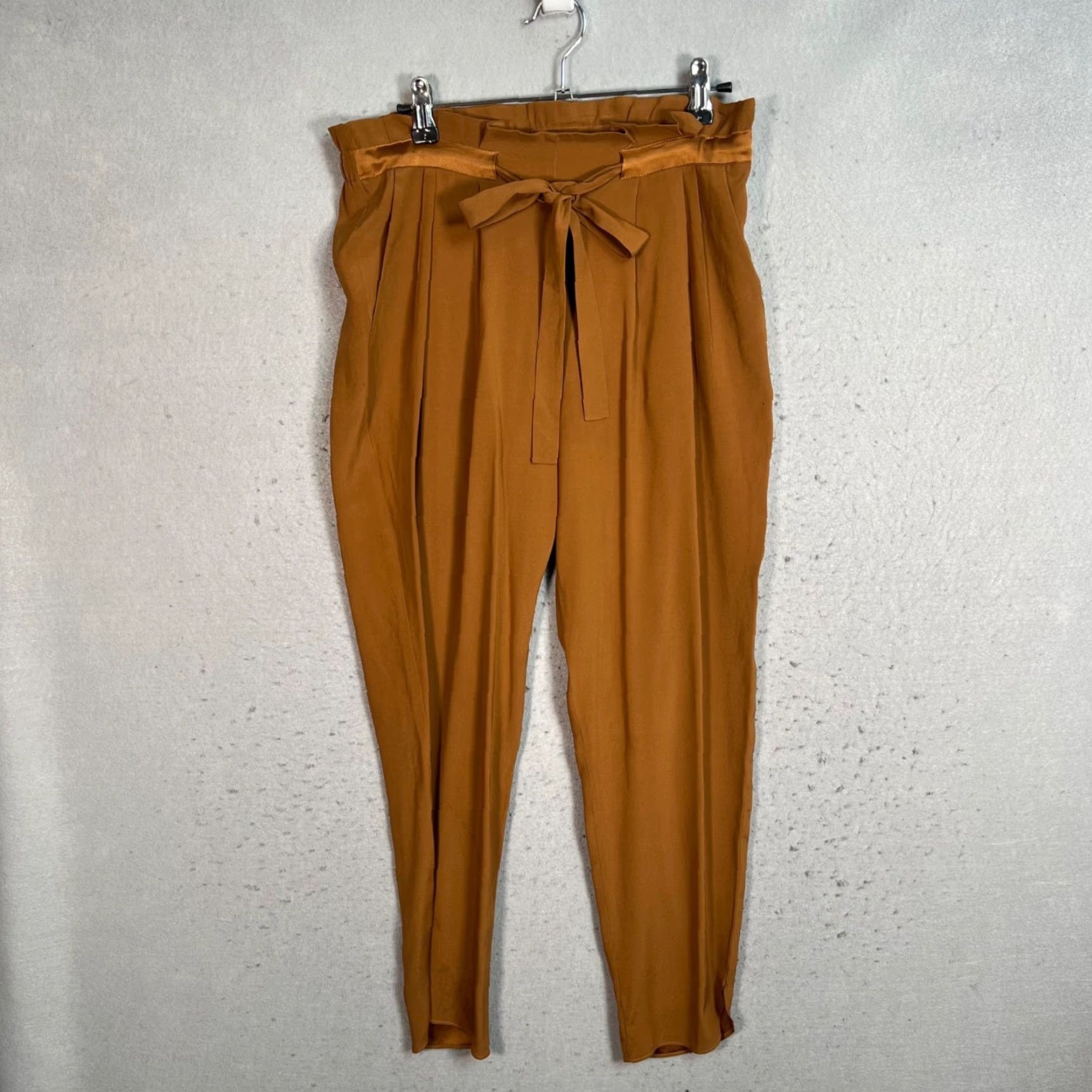 Ramy Brook Ramy Brook Womens XS Silk-Blend Tapered Leg Camel Trousers Size 26" / US 2 / IT 38 - 2 Thumbnail