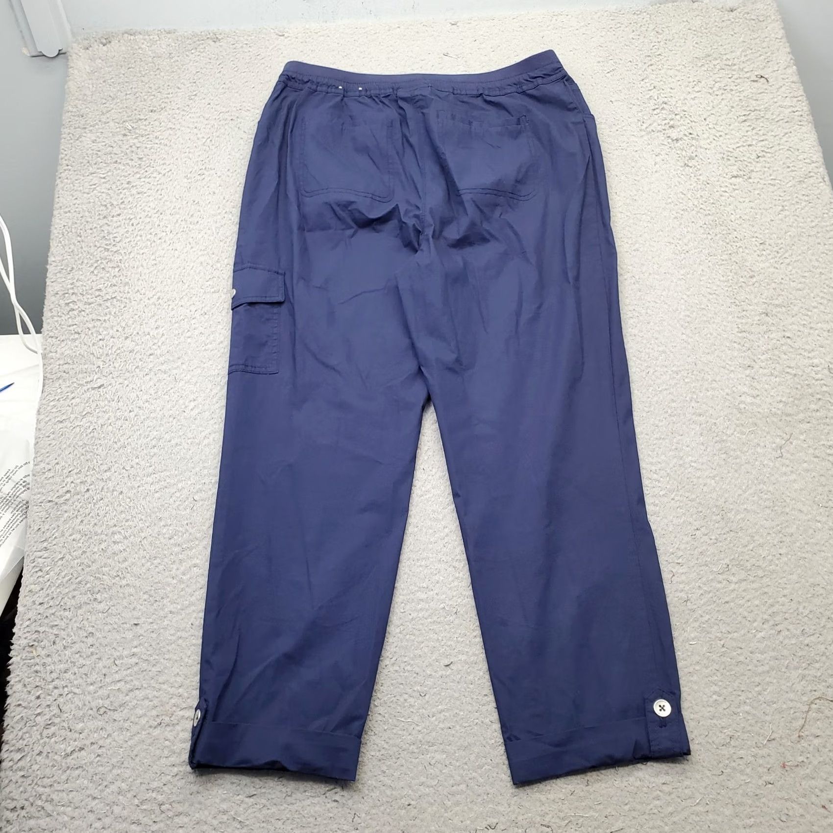 Vintage Chico's Fitigues Cargo Pants Women M Blue Stretch Regular Fit Cuff Hem Size 32" / US 10 / IT 46 - 2 Thumbnail