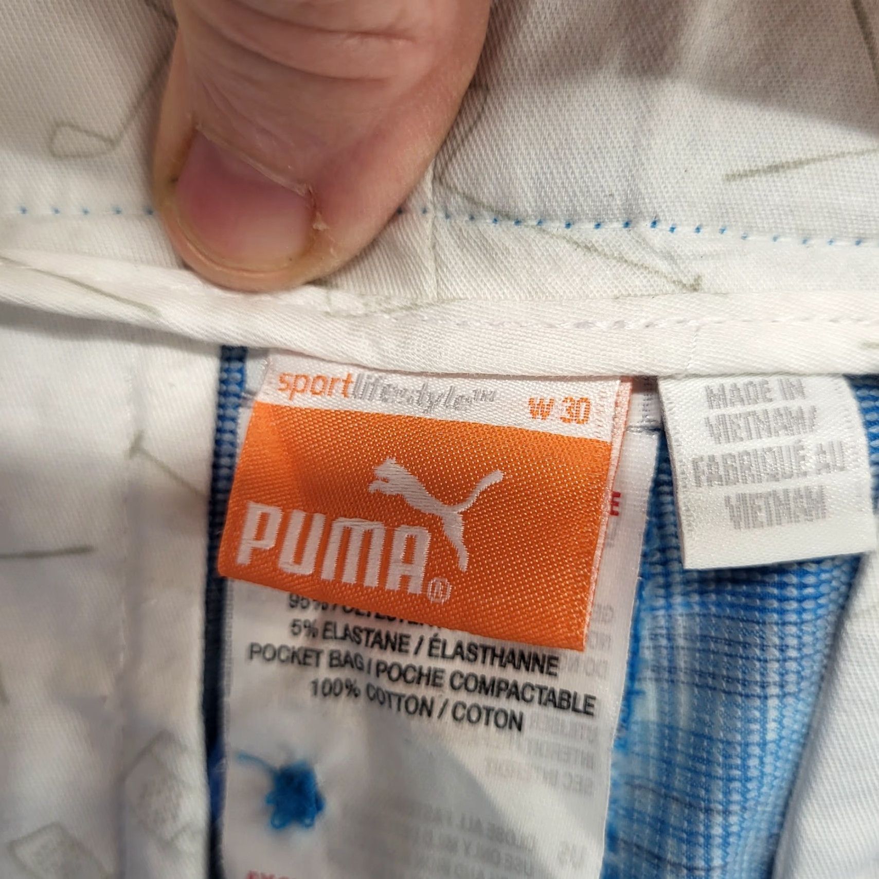 Puma Puma Shorts Mens 30 Blue Plaid Active Golf Chino Performance Flat Front Wicking Size US 30 / EU 46 - 2 Thumbnail
