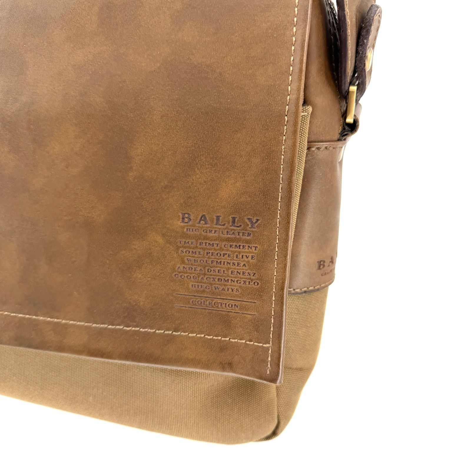 Bally Tan Grade High Leather Canvas Satchel Briefcase Laptop Bag Size ONE SIZE - 2 Thumbnail