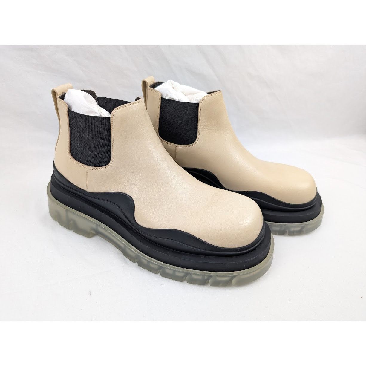 Bottega Veneta o1rshd1 Vegetal Calfskin Stiv Pel Boots in Butter/Black Size US 11 / EU 44 - 13 Thumbnail