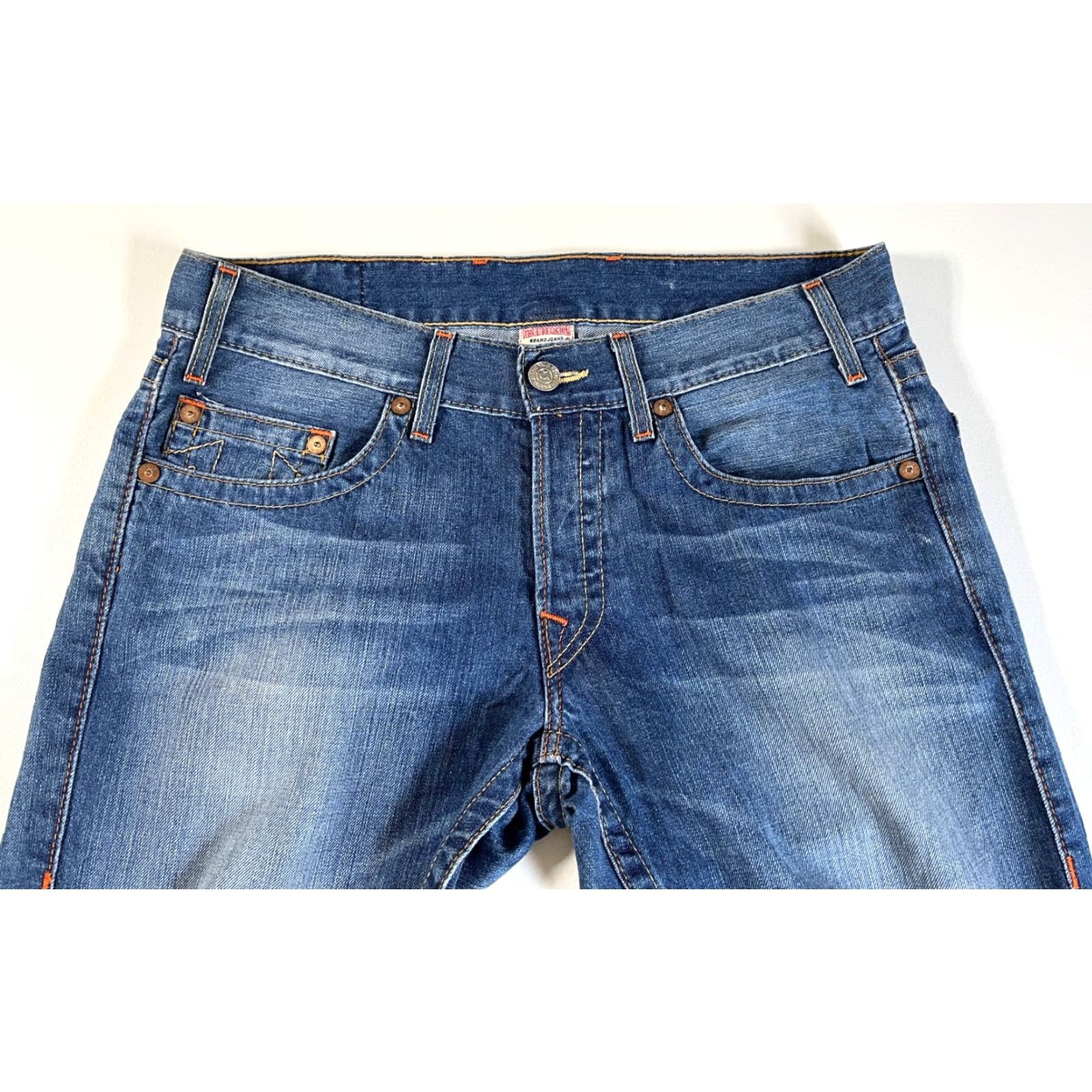 True Religion True Religion Jeans Slim Straight Leg Men's 33x32 Blue Denim Made in USA Regular 5-Pocket Pockets City USA Classic 90s Size US 33 - 4 Thumbnail
