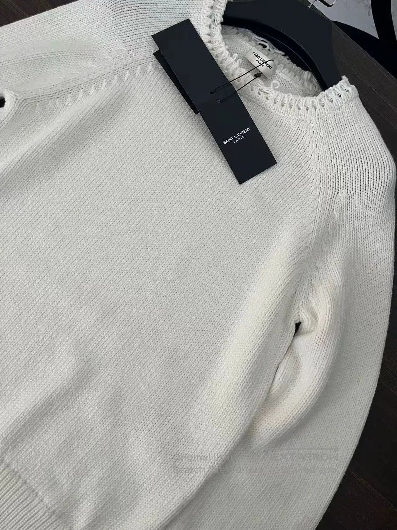 Saint Laurent Paris Saint Laurent Frayed Crewneck Wool Sweater. Size S / US 4 / IT 40 - 1 Thumbnail