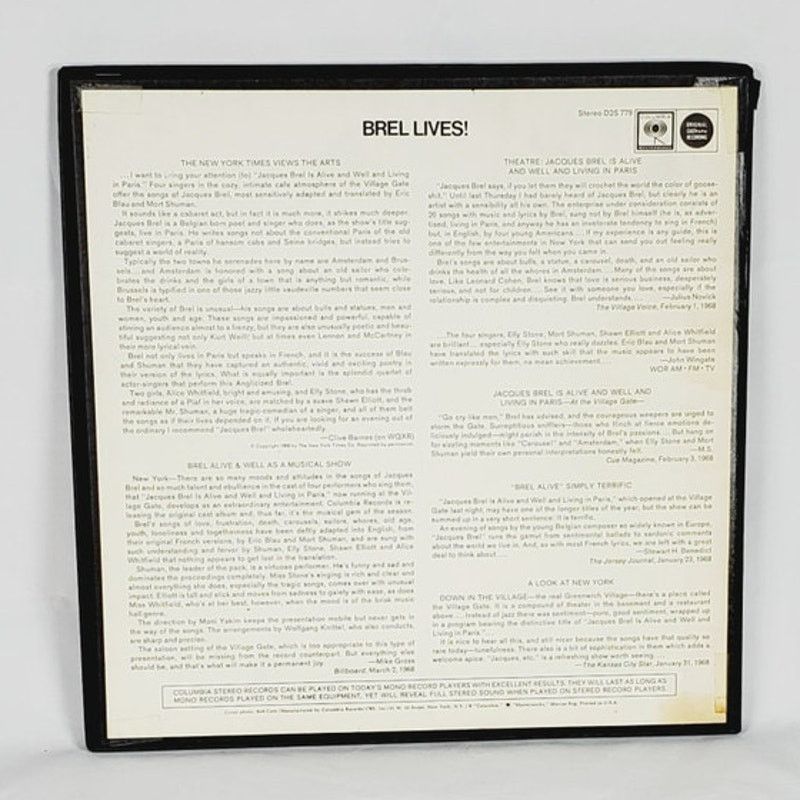 Other Jacques Brel Is Alive & Well & Living in Paris 2LP VP Size ONE SIZE - 2 Thumbnail