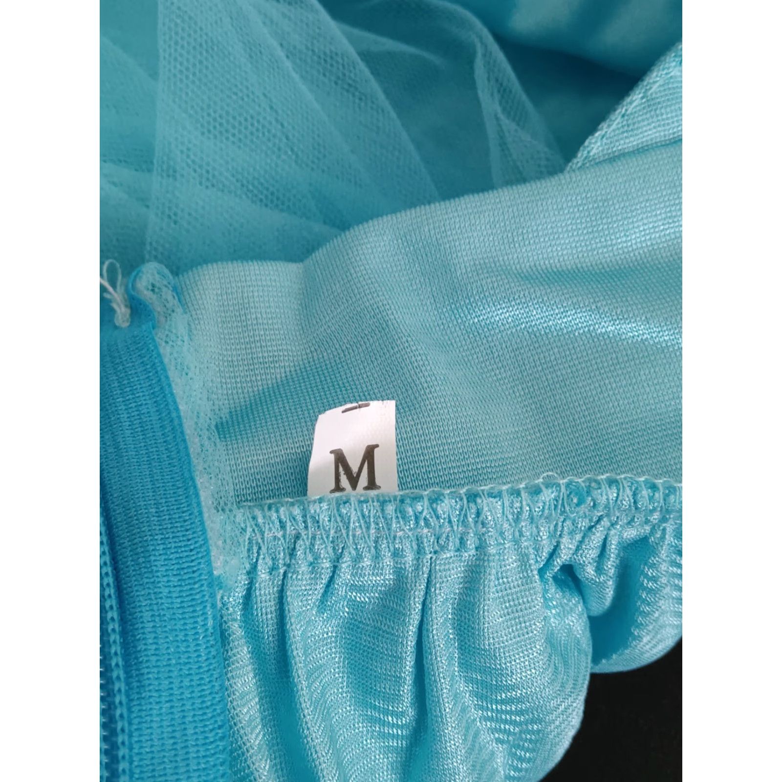Vintage Ice Blue Moonlight V Neck Halter Maxi Women Dress Size M - Lined, Sleeveless, Solid Blue, Blended Fabric, Dress, Maxi, Women's, Casual Party Wedding Size M / US 6-8 / IT 42-44 - 6 Thumbnail