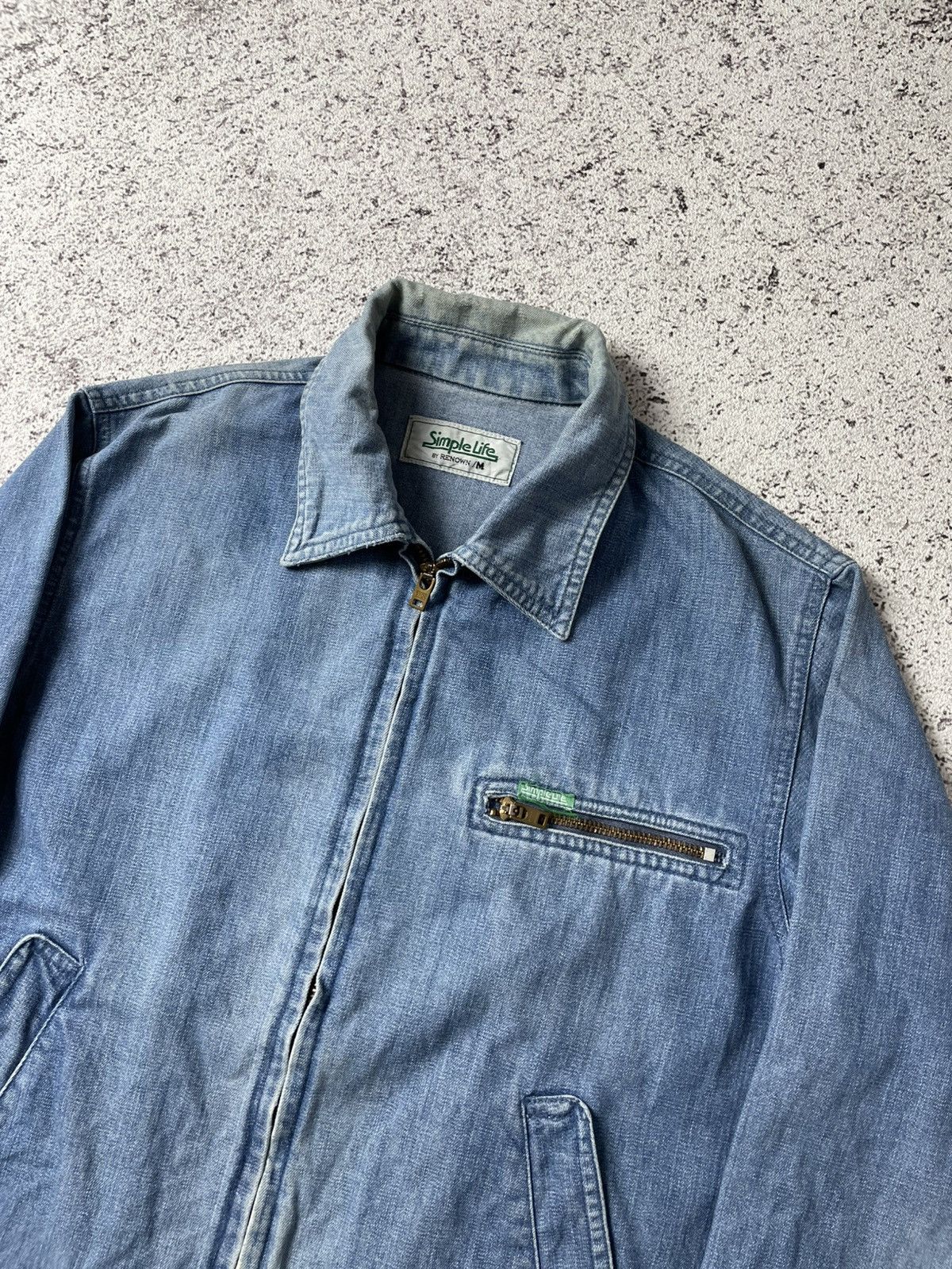 Vintage 1990s Simple Life - Vintage Detroit Faded Denim Work Jacket Size US S / EU 44-46 / 1 - 2 Thumbnail