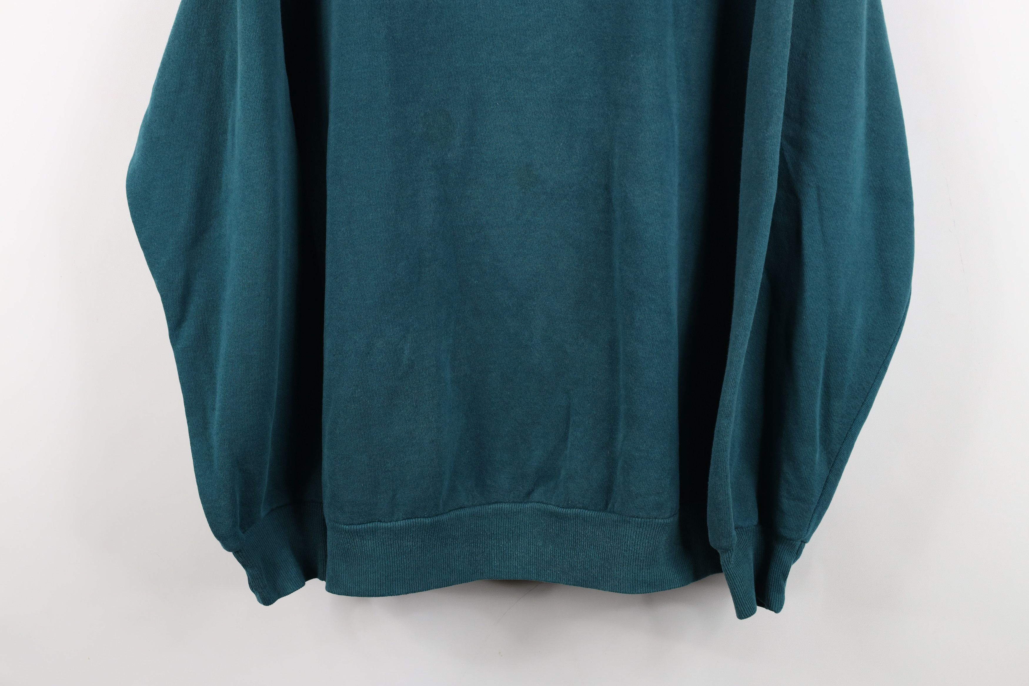 Vintage Vintage 90s Streetwear Blank Crewneck Sweatshirt Teal USA Size US XL / EU 56 / 4 - 3 Thumbnail
