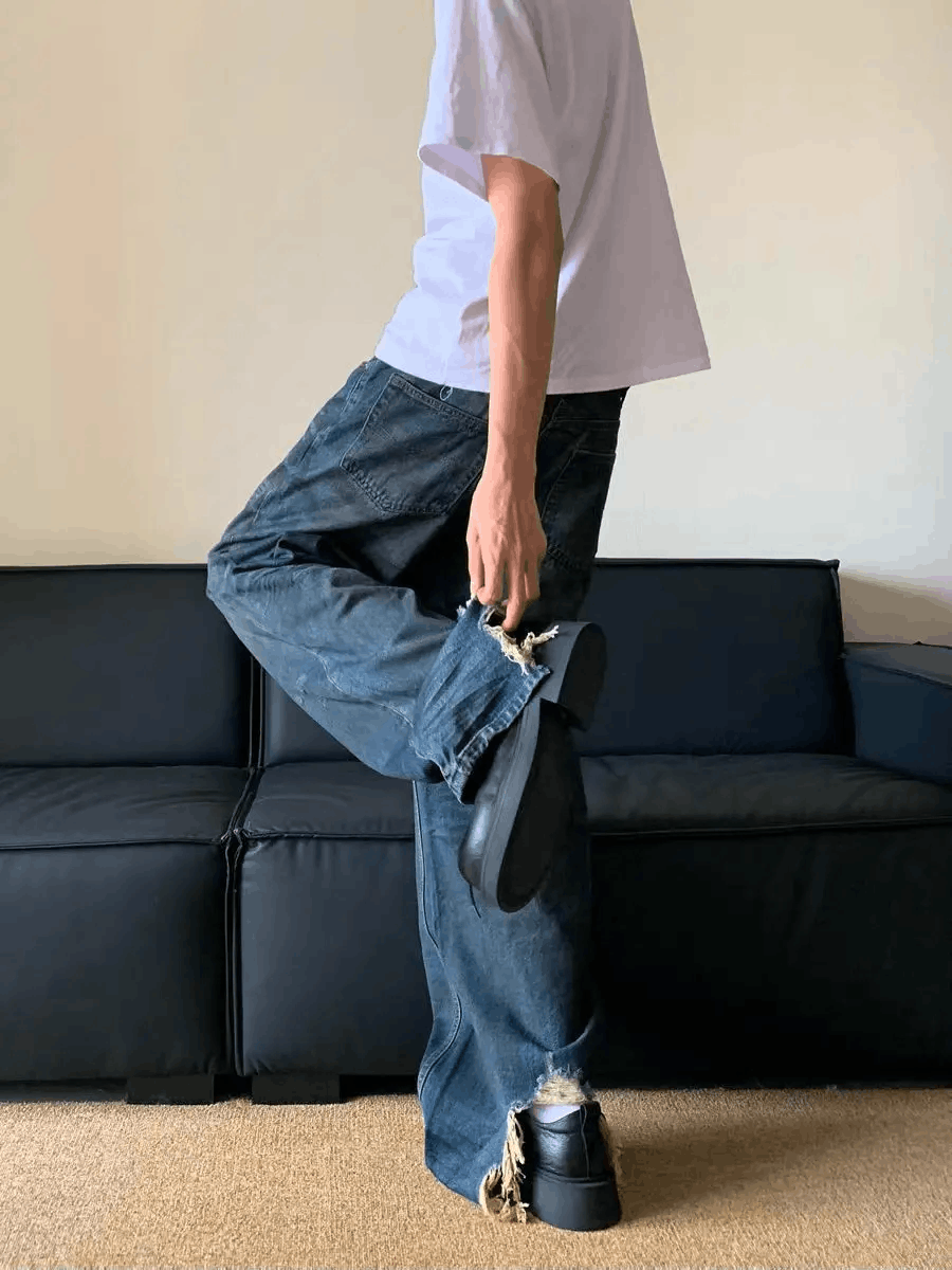 Japanese Brand × Vintage Old Wash Blue Relaxed Jeans Size US 34 / EU 50 - 3 Thumbnail