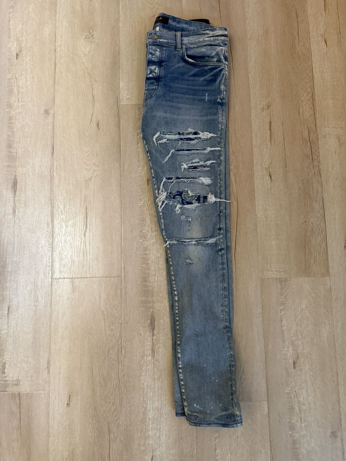 Amiri Amiri Denim Light Blue Paisley Print Jeans Size US 36 / EU 52 - 6 Thumbnail