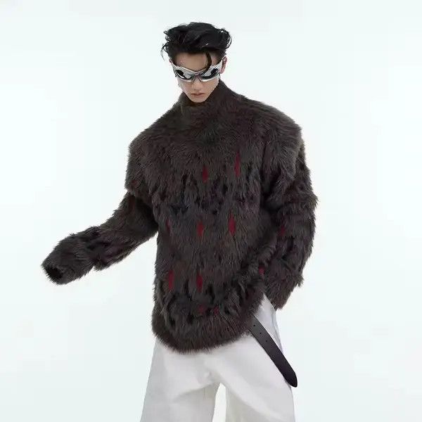 Japanese Brand Sweater Soft Sticky Split Semi High Neck Hair Pullover Size US M / EU 48-50 / 2 - 1 Thumbnail