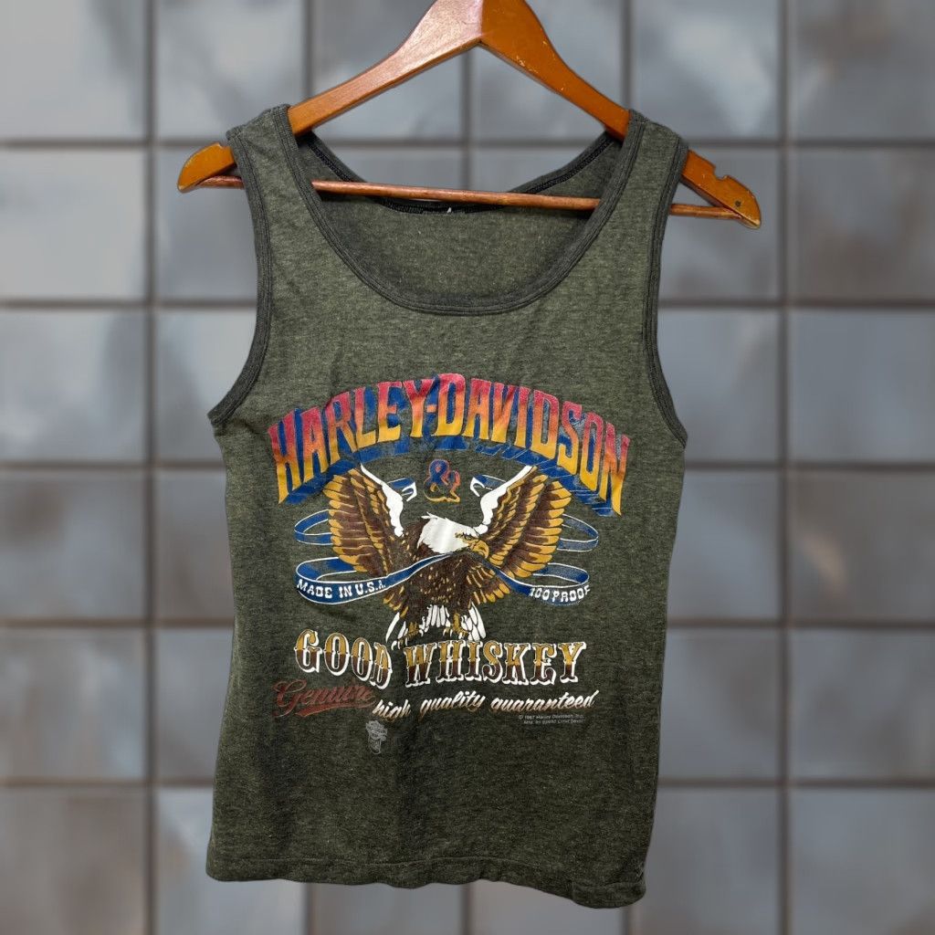 Harley Davidson VINTAGE Harley-Davidson Tank Top Shirt Womens XS 3D Emblem Black Cotton Flannel Pocket 80s 90s Size XS / US 0-2 / IT 36-38 - 1 Thumbnail
