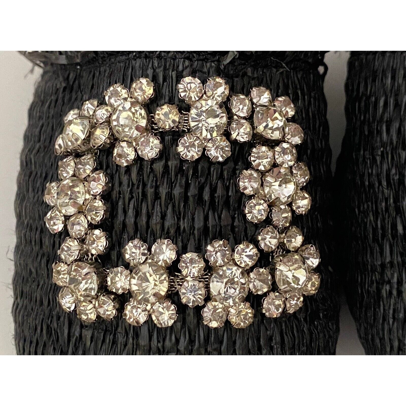 Vintage Bibi Lou Raffia Gem Jeweled Mule Slide Slip On Slipper Shoes Size US 6 / IT 36 - 3 Thumbnail