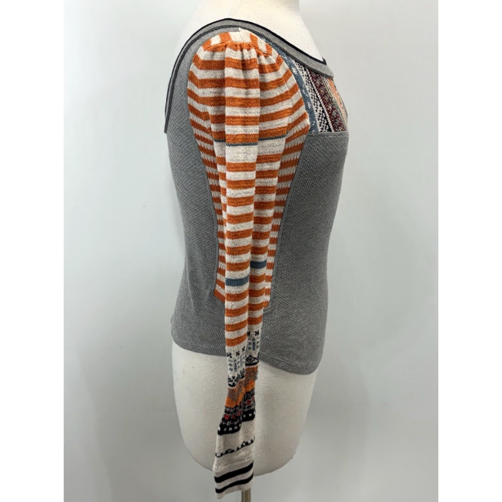 Free People Free People Top Women XS Orange Fair Isle Sweet Gal Thermal Sweater Relaxed Boho Size XS / US 0-2 / IT 36-38 - 4 Thumbnail