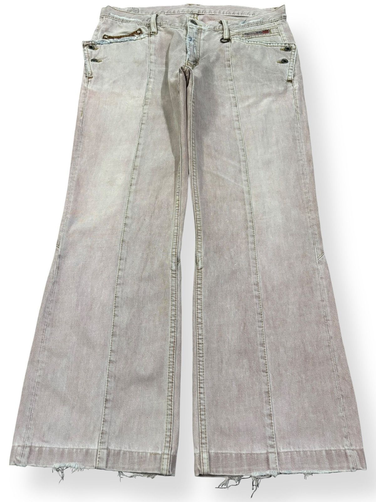 Tornado Mart Nicole Club Python Skin Bootcut Flare Distress Grunge Jeans Size US 33 - 2 Thumbnail