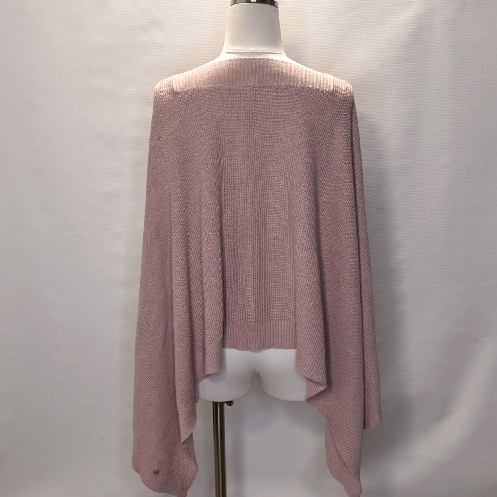 Lululemon Lululemon Forward Flow Cape Womens One Size Pink Waffle Knit Asymmetrical Hem Sweater Capes Size ONE SIZE - 4 Thumbnail