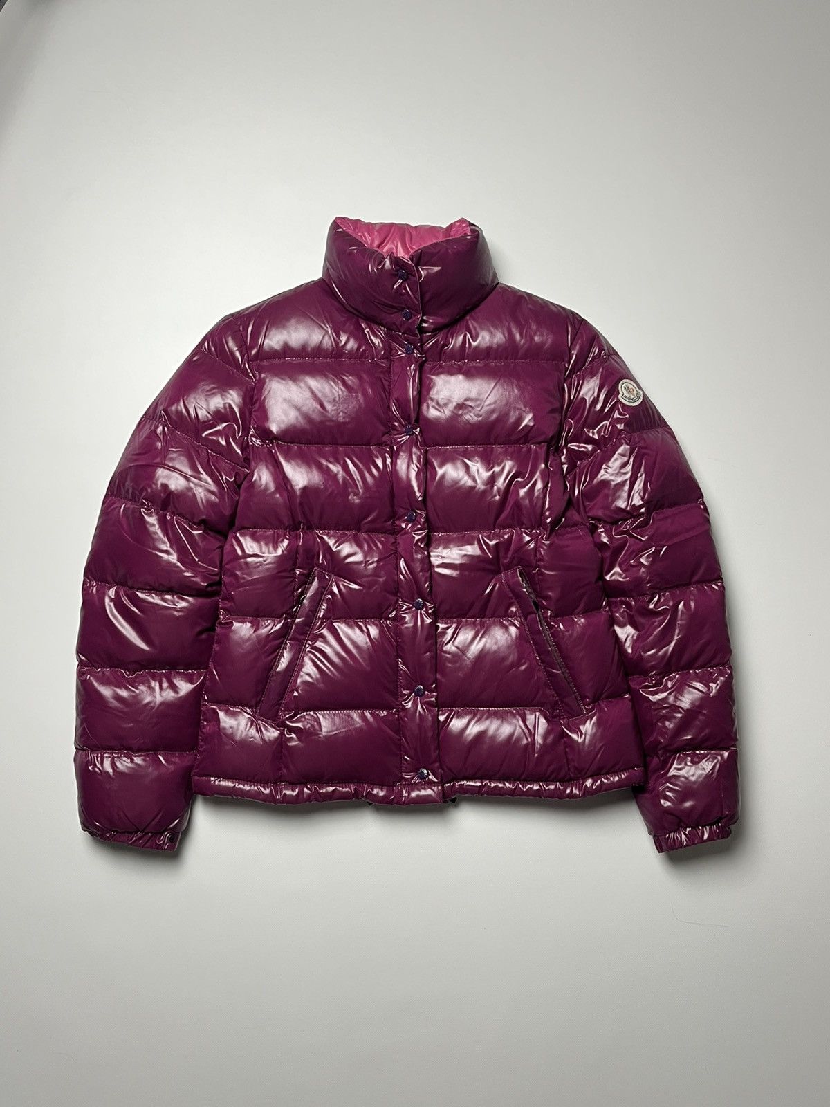 Moncler Moncler Glossy Down Puffer Jacket Burgundy Size L / US 10 / IT 46 - 1 Thumbnail