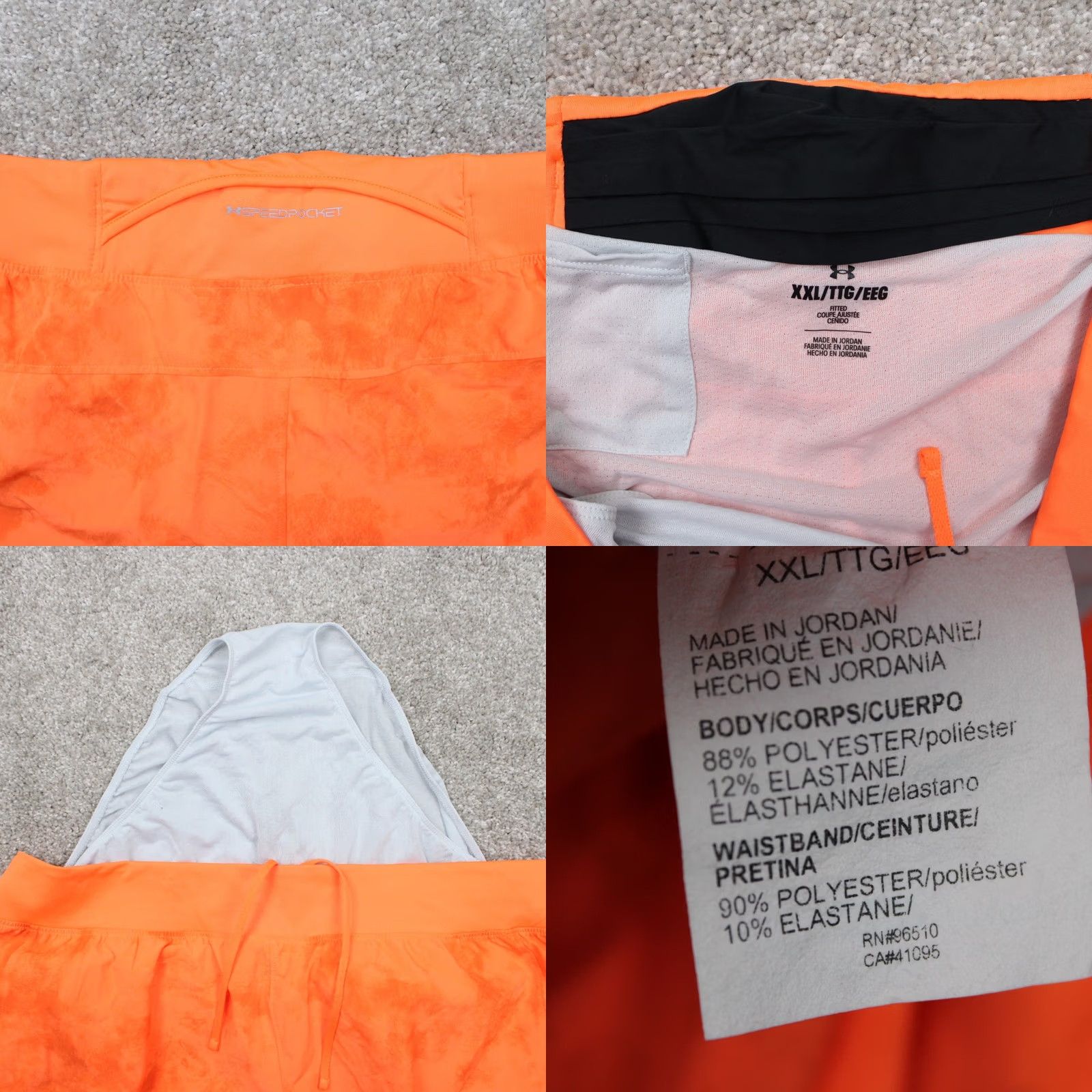 Under Armour Under Armour Speedpocket Launch Shorts Mens 2XL XXL Orange Lined 7" Inseam Athletic Pockets Drawstring Regular Waist Size US 39 - 8 Thumbnail