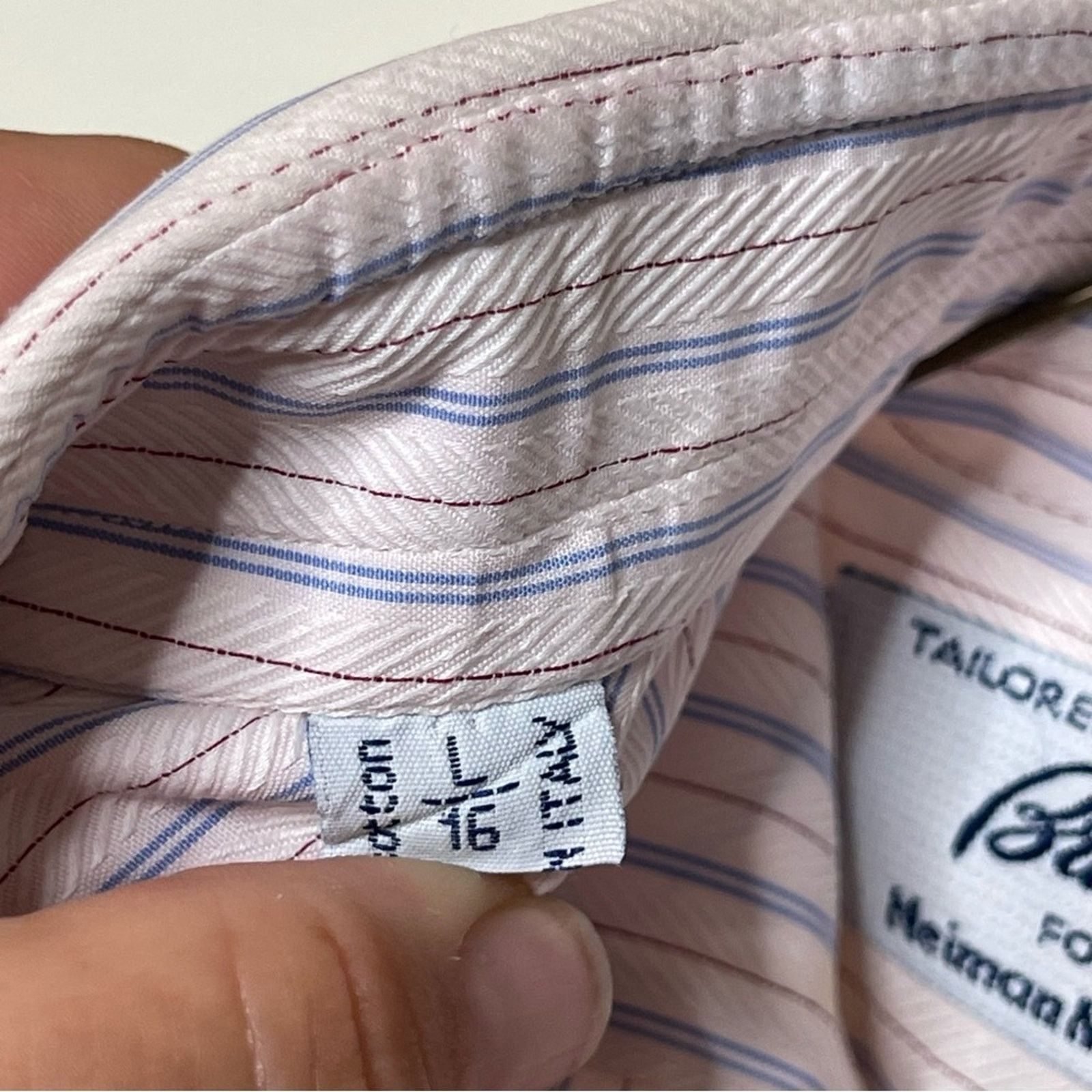 Brioni Brioni pink blue dress button down shirt sz 16 Size US L / EU 52-54 / 3 - 6 Thumbnail