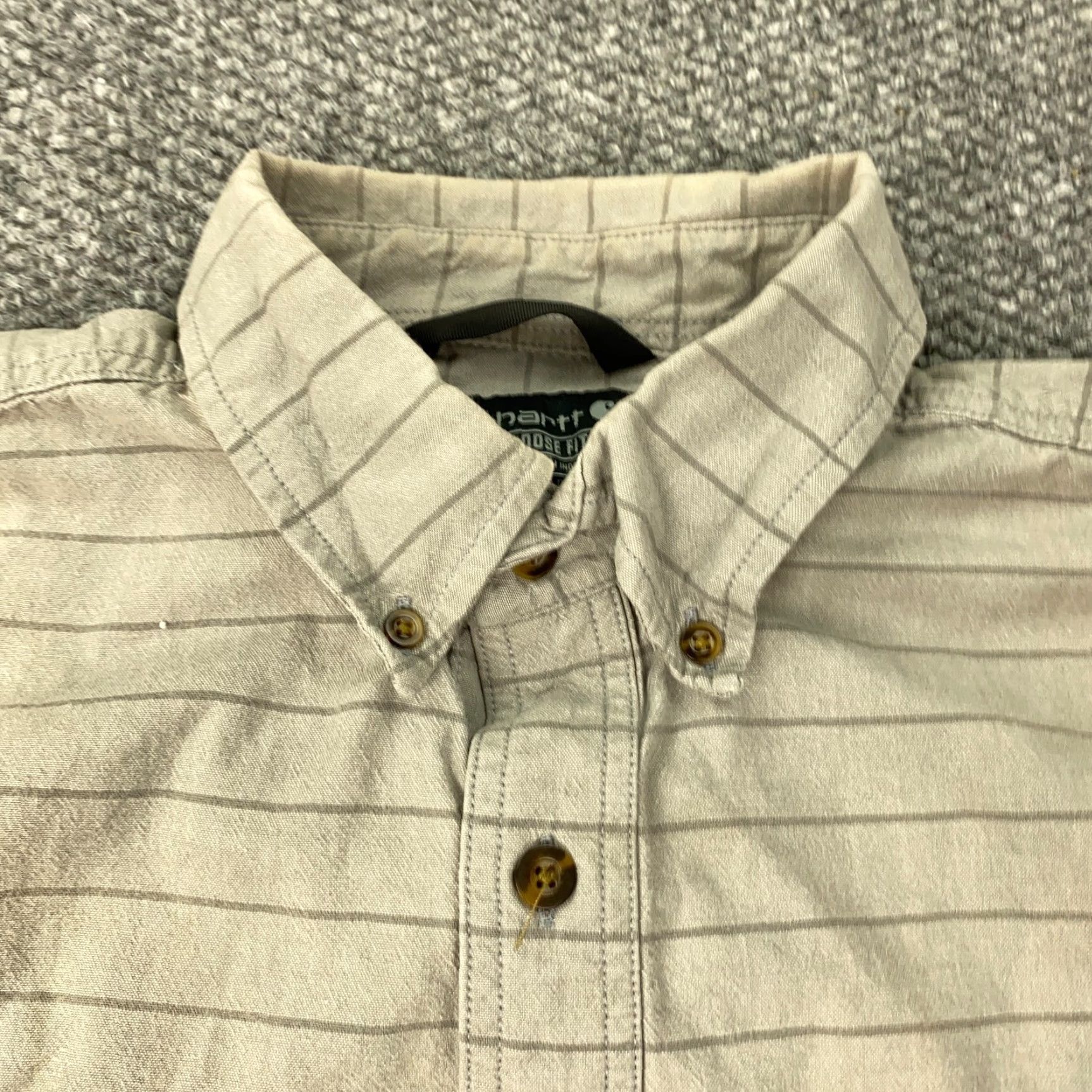 Carhartt VINTAGE Carhartt Loose Fit Shirt Mens Large Gray Striped Short Sleeve Workwear Size US L / EU 52-54 / 3 - 4 Thumbnail
