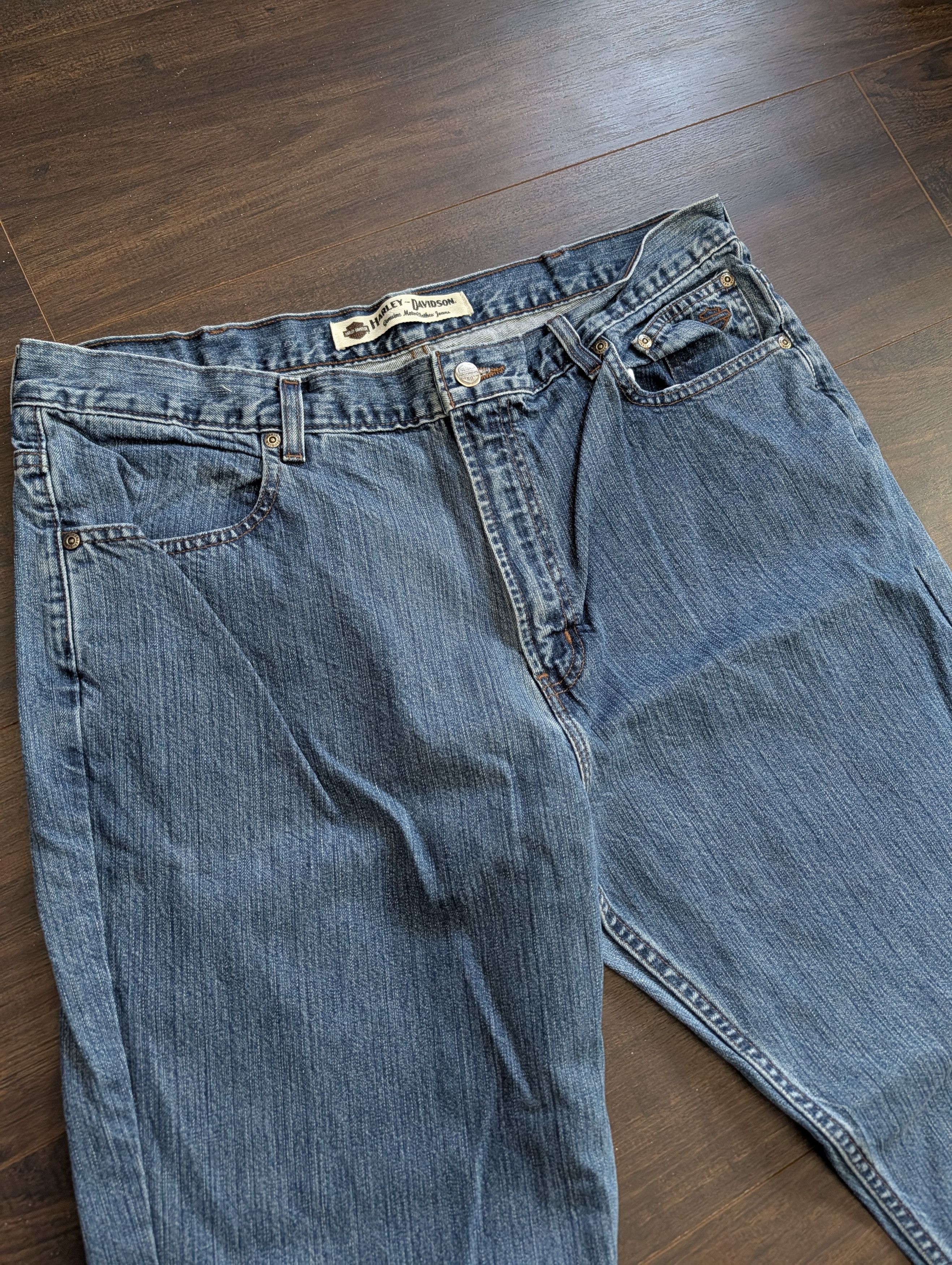 Harley Davidson Vintage blue denim branded tapered jeans 38 Size US 38 / EU 54 - 2 Thumbnail