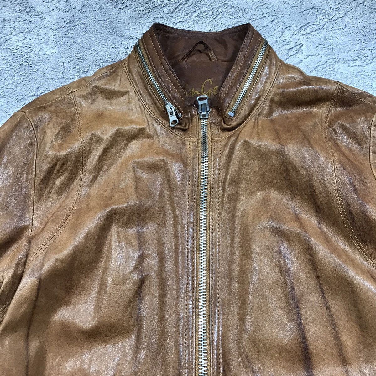 Genuine Leather Vintage 90s Brown Leather Jacket Streetwear Y2K Baggy Boxy M Size M / US 6-8 / IT 42-44 - 3 Thumbnail