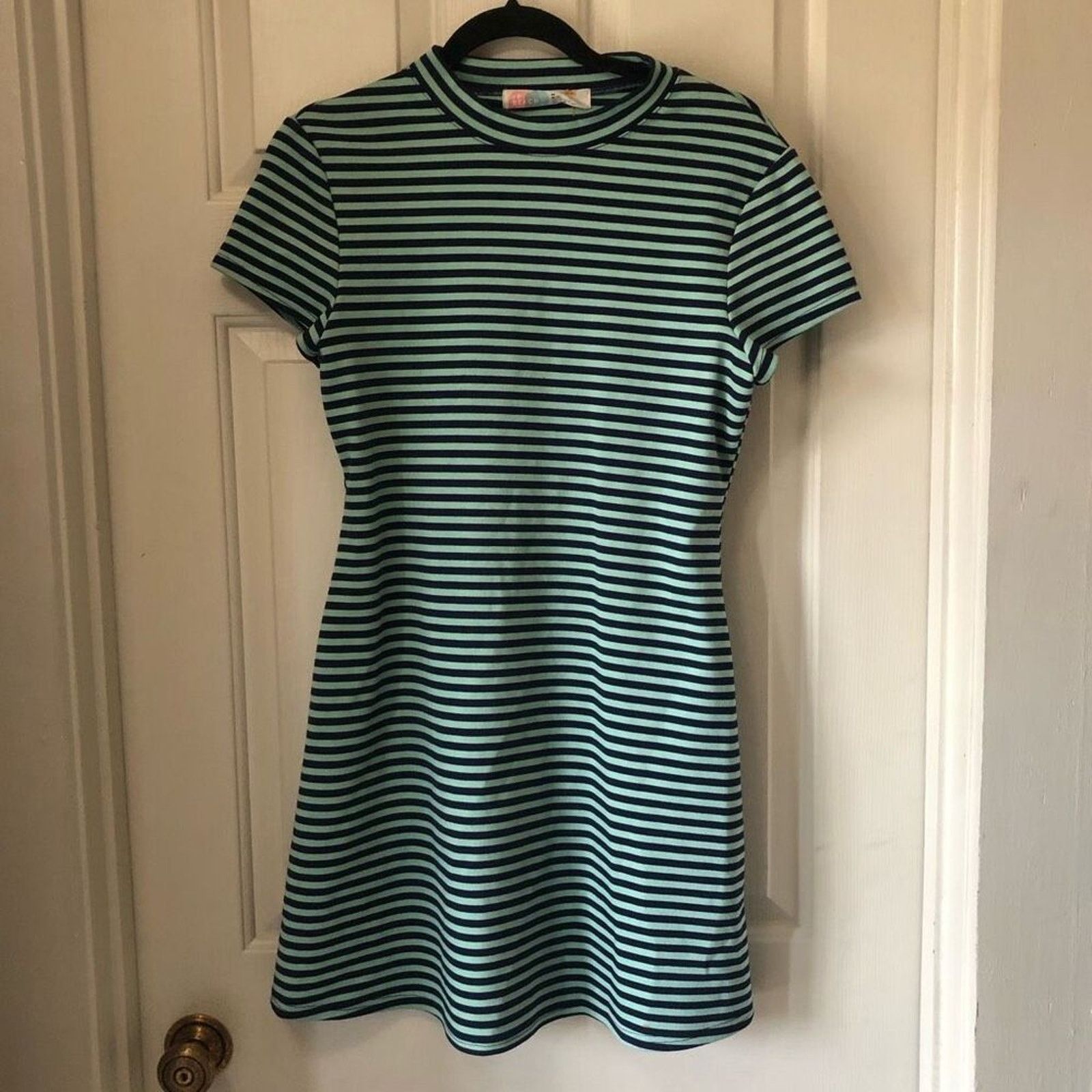 Free People Free People Turquoise Blue Striped ON THE LINE Dress Medium Size M / US 6-8 / IT 42-44 - 3 Thumbnail