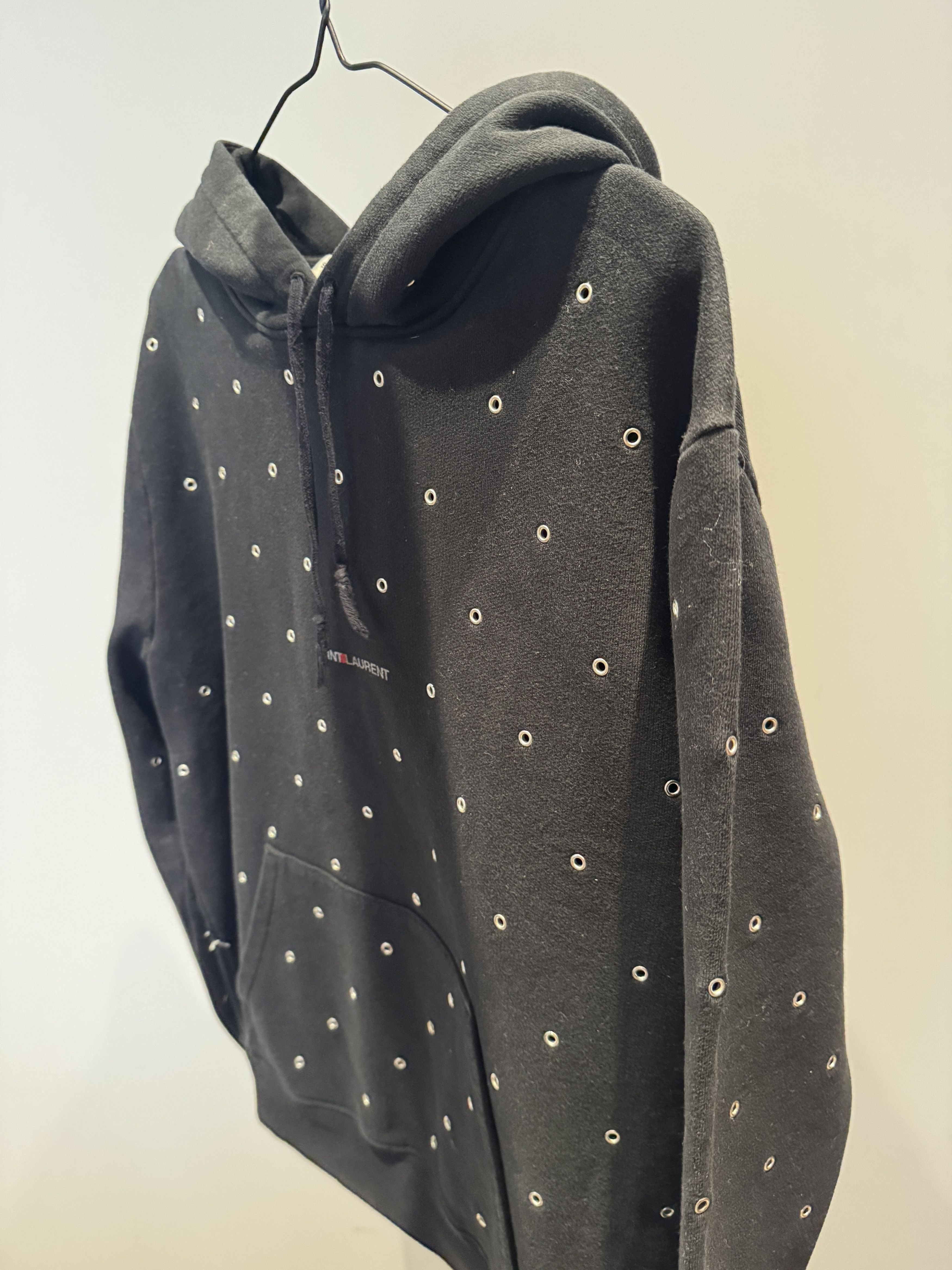 Saint Laurent Paris Saint Laurent Logo Hoodie Studded Rings Size US L / EU 52-54 / 3 - 3 Thumbnail