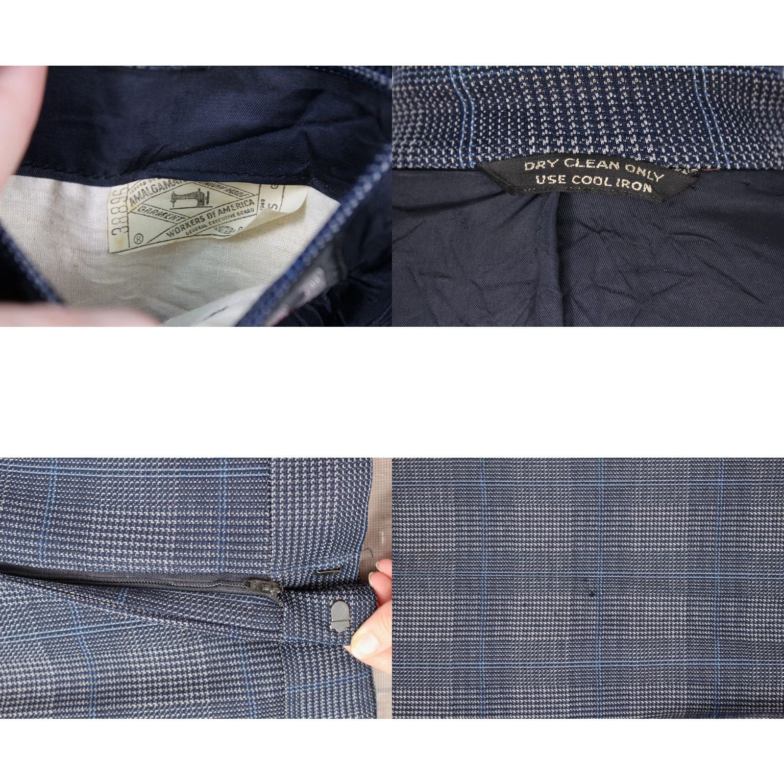 Vintage MENS VTG 70s 2 PC Dark Blue Leisure Suit W Tie Sz M 1970s Polyester Disco Plaid Shirt Size 40R - 9 Thumbnail