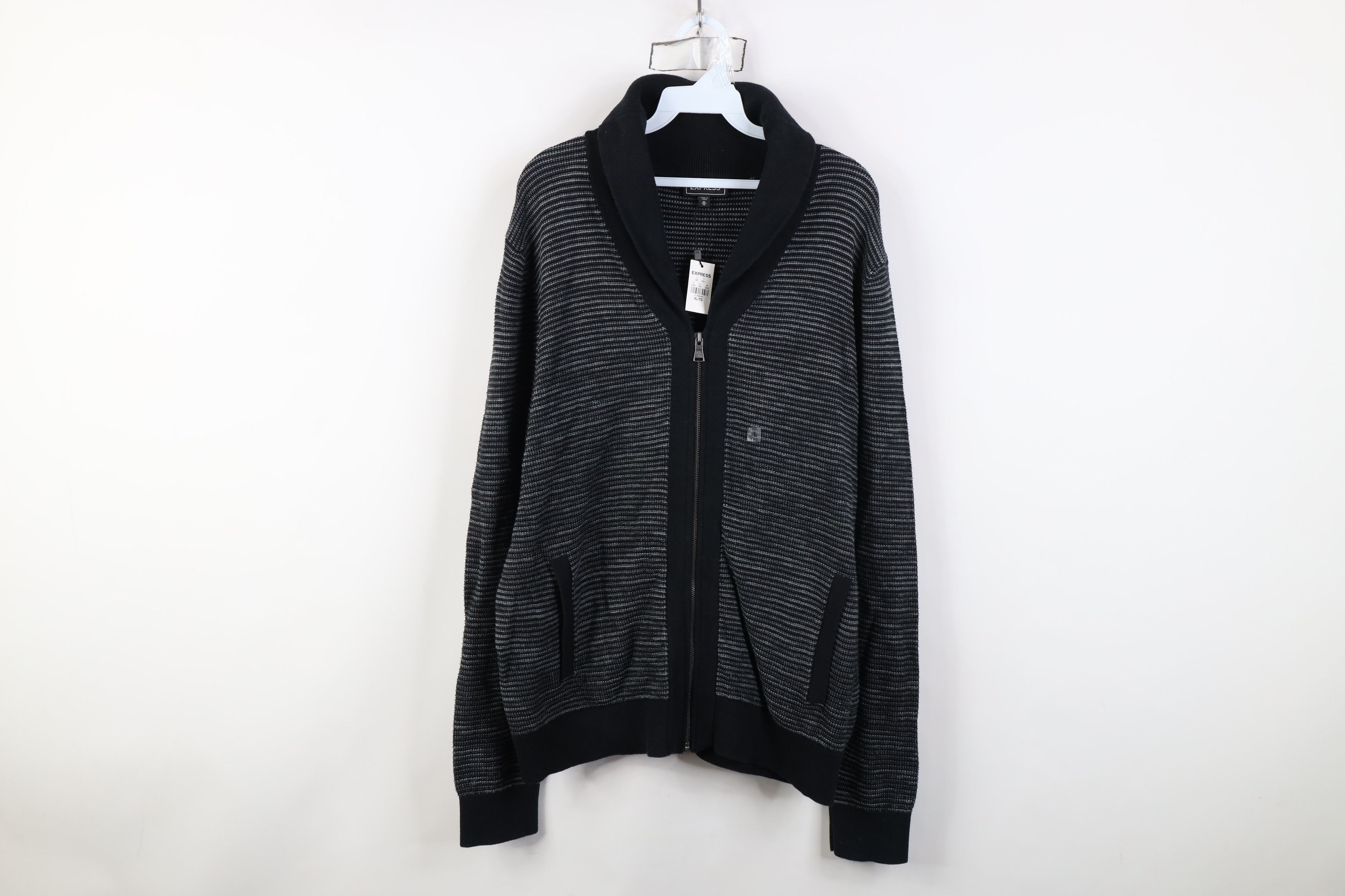 Express New Express Knit Full Zip Shawl Cardigan Sweater Black Size US XL / EU 56 / 4 - 1 Thumbnail