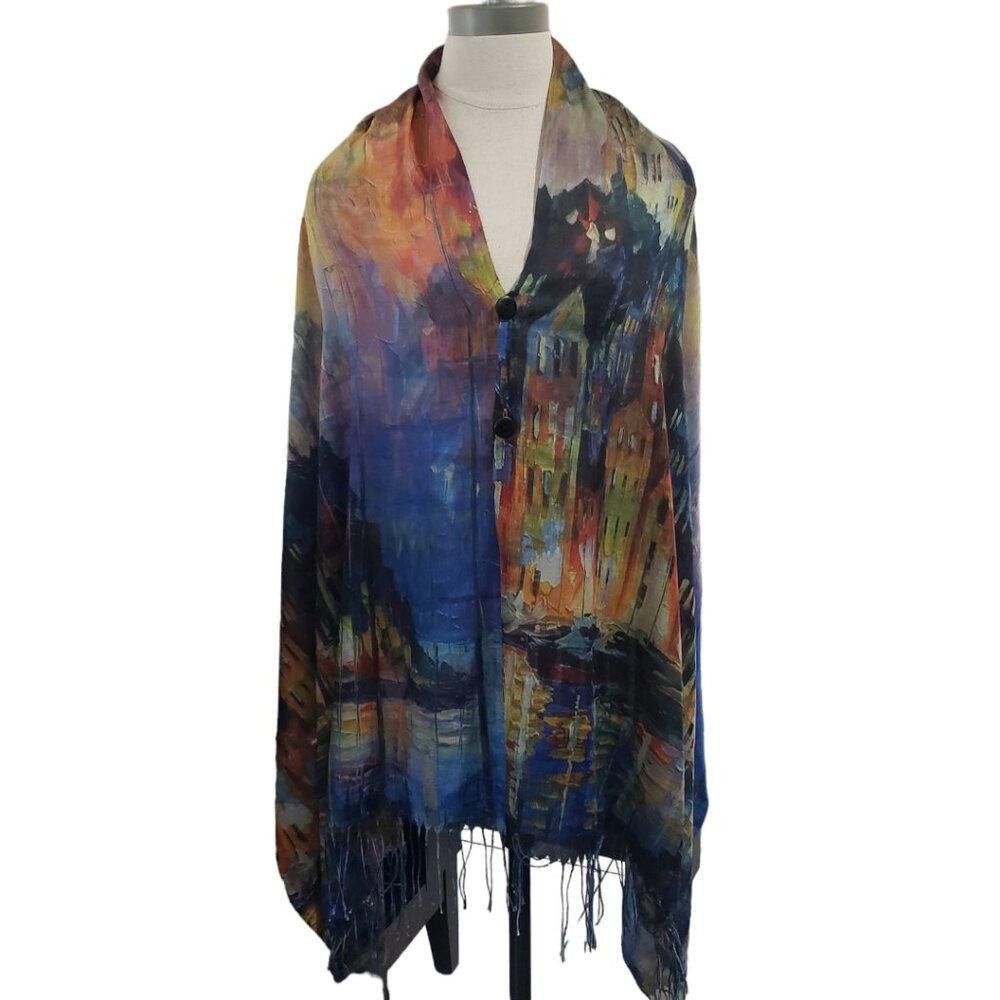 Designer CT1765 Magic Scarf Abstract Lightweight Wrap with Button Size ONE SIZE - 3 Thumbnail