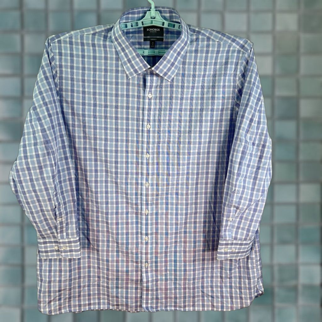 Bonobos Bonobos Button-Up Shirt Mens Plaid Blue Cotton Wrinkle Free 4XL Regular Size US XXL / EU 58 / 5 - 1 Thumbnail