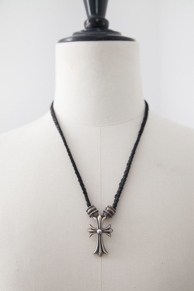 image of Chrome Hearts Bolo Tie Cross Necklace in Silver, Men's