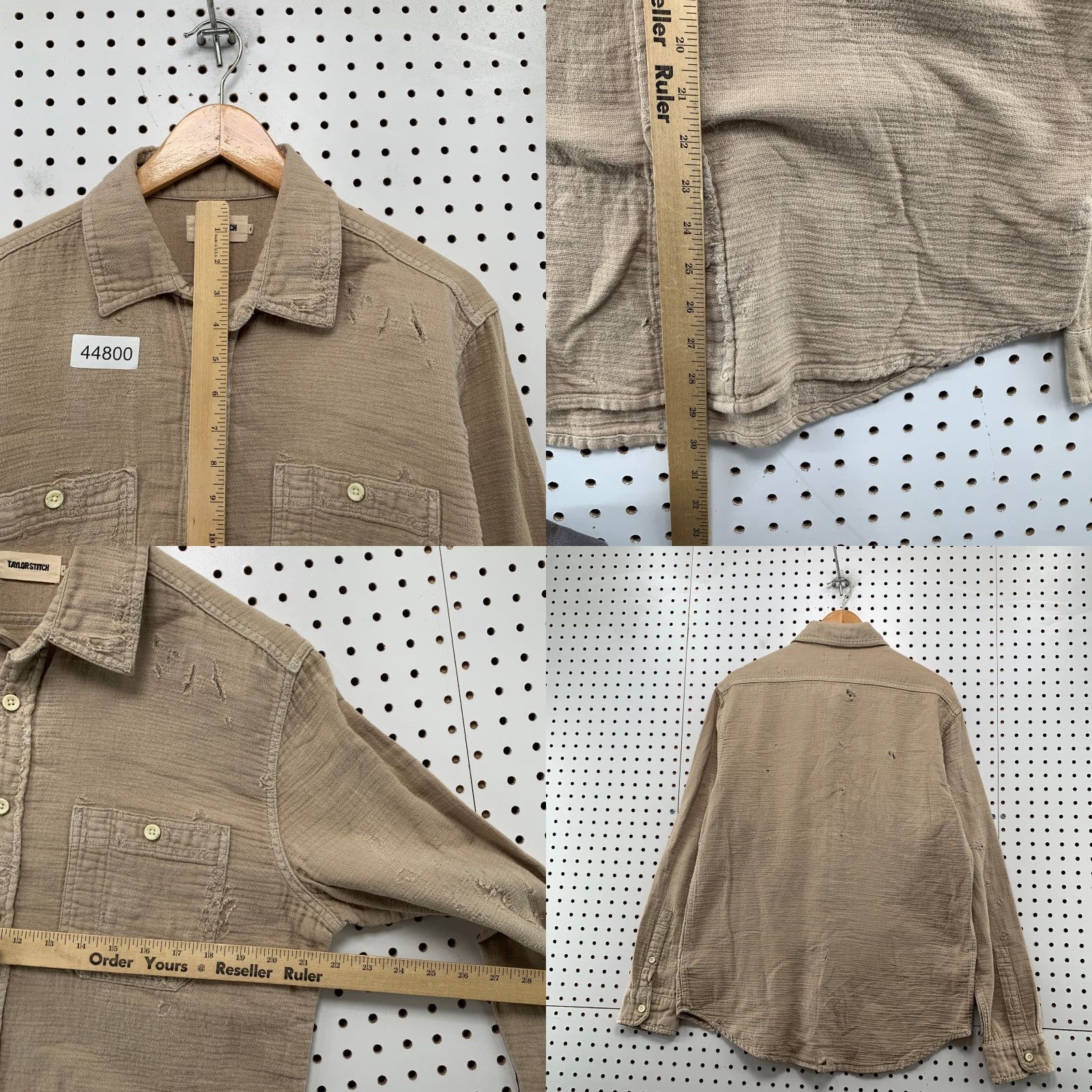 Taylor Stitch Taylor Stitch Button Shirt Mens Large Beige Long Sleeve Distressed Button-Up Shirt Size US L / EU 52-54 / 3 - 8 Thumbnail