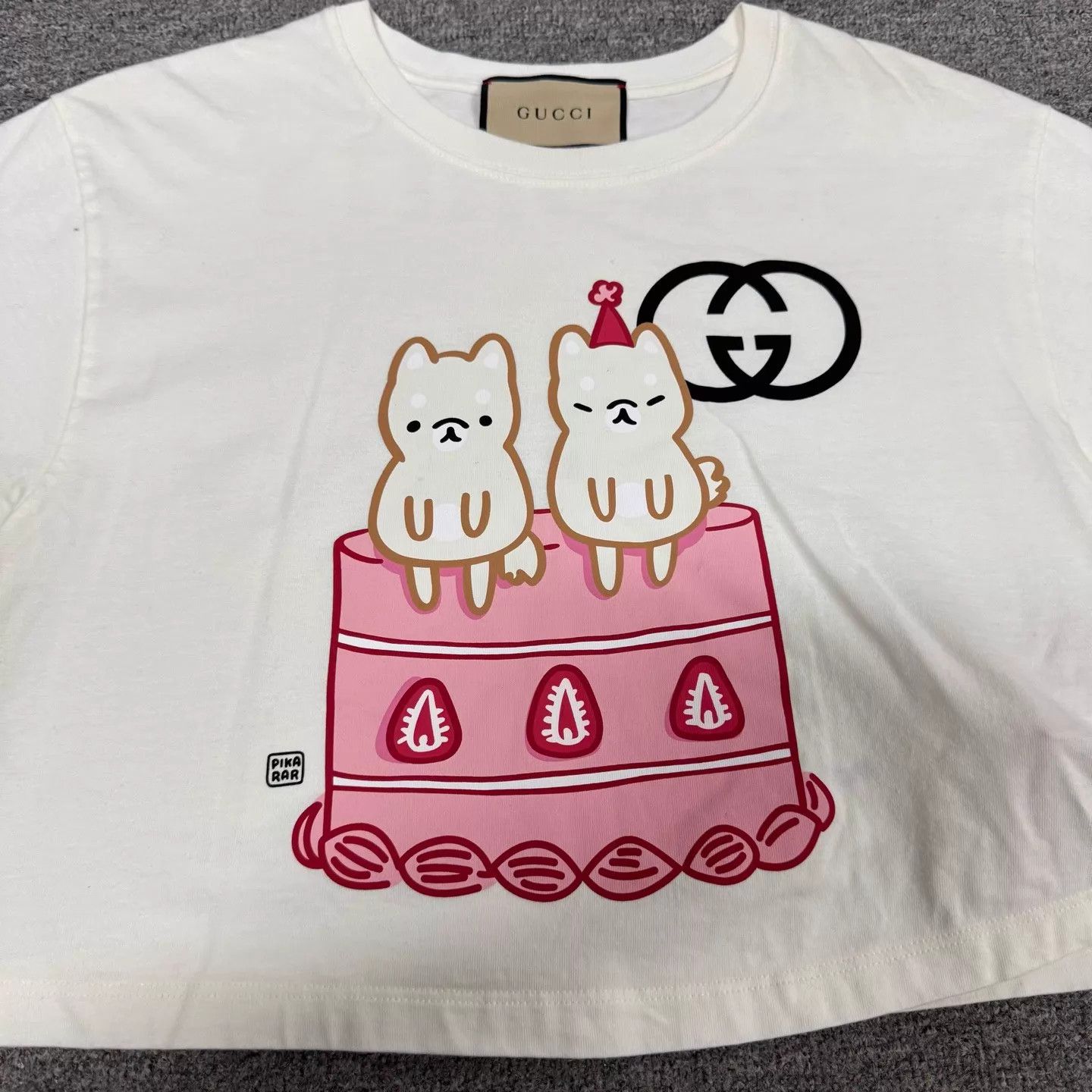 Gucci Gucci Pikarar Collab Cake Puppy Cropped SS Tee XXS Size XXS / US 00 / IT 34 - 4 Thumbnail