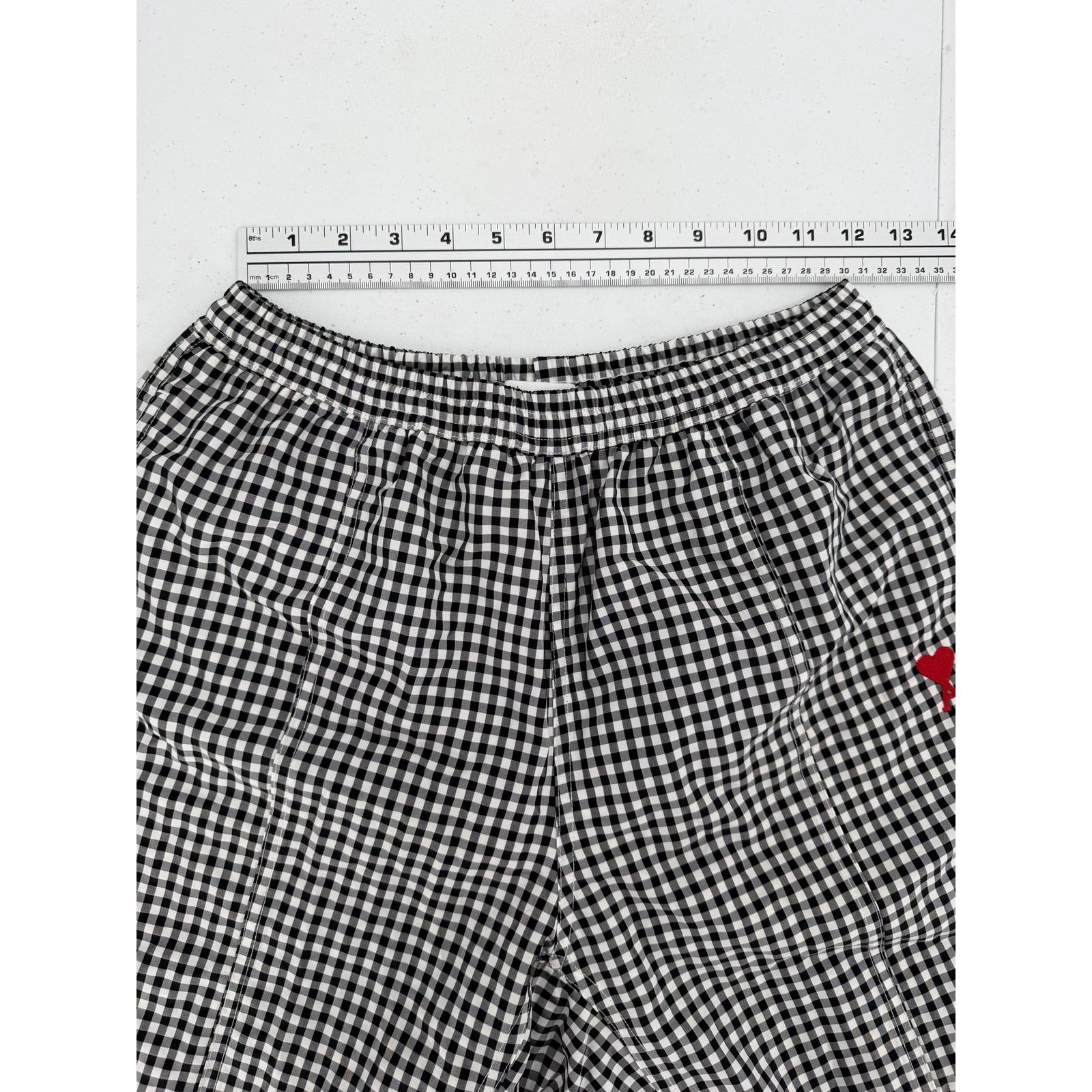 AMI NWT AMI Men's Gingham Small Heart Black/Noir Swim Shorts Size US 29 - 12 Thumbnail