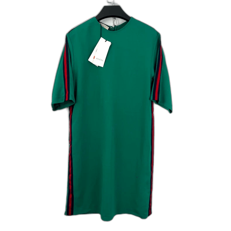 Gucci Gucci Classic Green Dress with Red Stripe | Grailed
