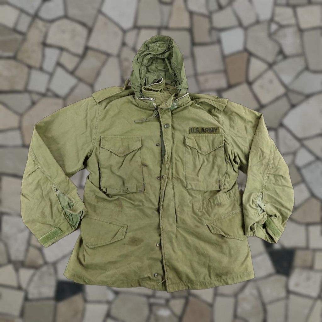 Vintage VINTAGE US Army Jacket Mens Medium Short Green Field Coat Sateen OG-107 60s USGI Military Outerwear Size US 31 - 1 Thumbnail