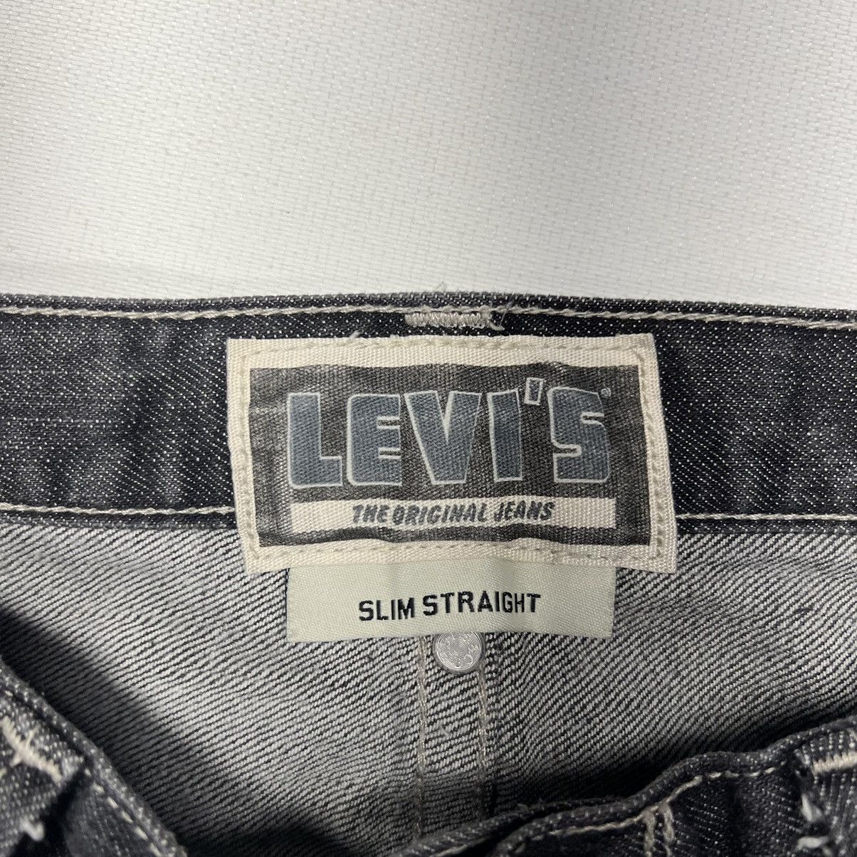 Levi's Levis Slim Straight Jeans Black Green Stitch Pockets Denim Size US 33 - 10 Thumbnail