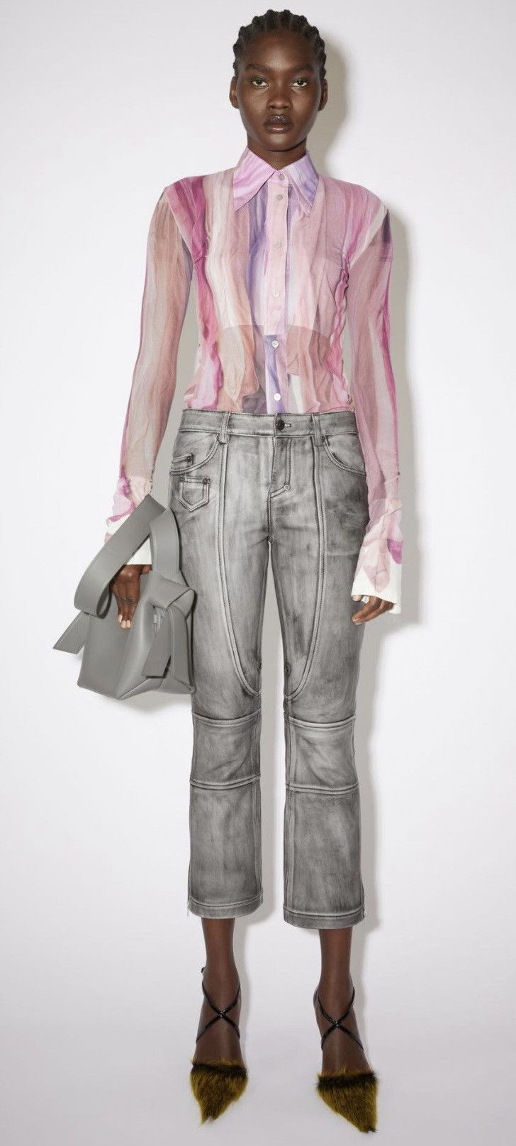 image of Acne Studios Leather Zippered Trousers! in Black/White, Women's (Size 26)